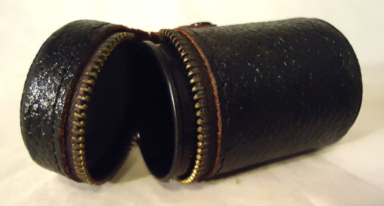 VINTAGE FAUX LEATHER ZIPPER TOP FILM CANISTER