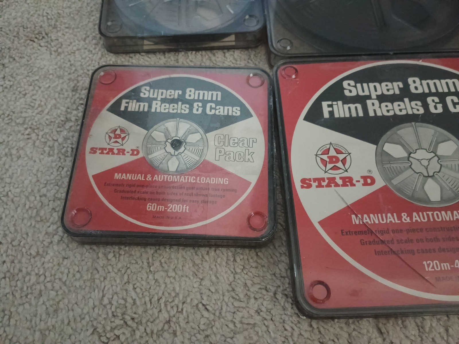 Tuscan Star-D dual 8mm film reels,cans Automatic load 400ft ,200ft 6 Lot