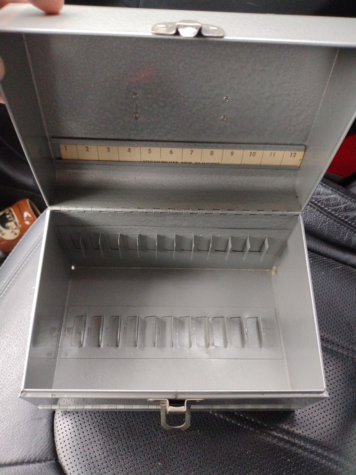 Vintage new grey Logan De luxe Metal 8mm Film Chest Carrying Case Holds 12 Reels