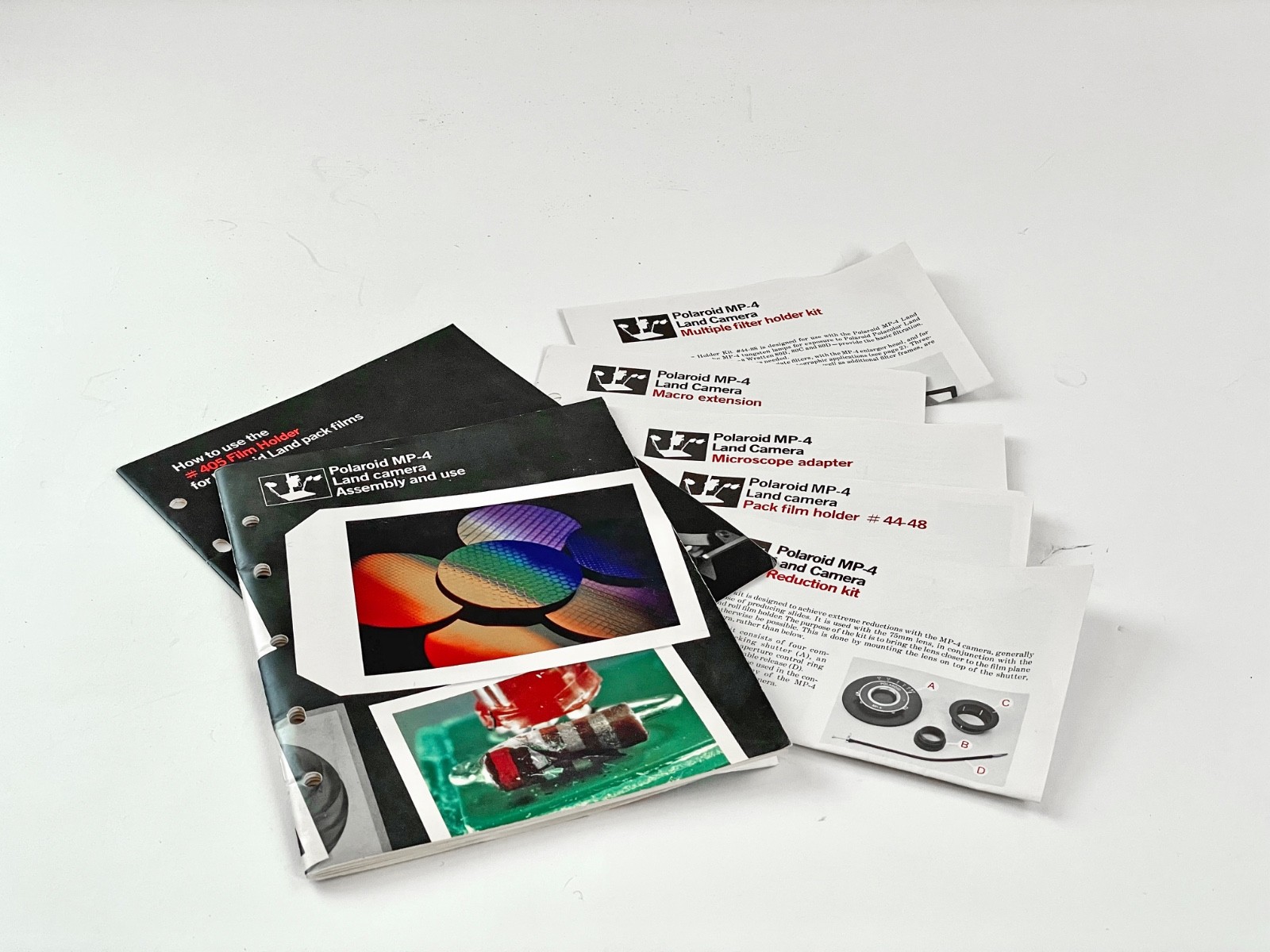 POLAROID MP-4 4X5/PACK SYSTEM: SLIDING 4X5 PLATFORM, 2 LENSES, 2 HOLDERS, MORE+