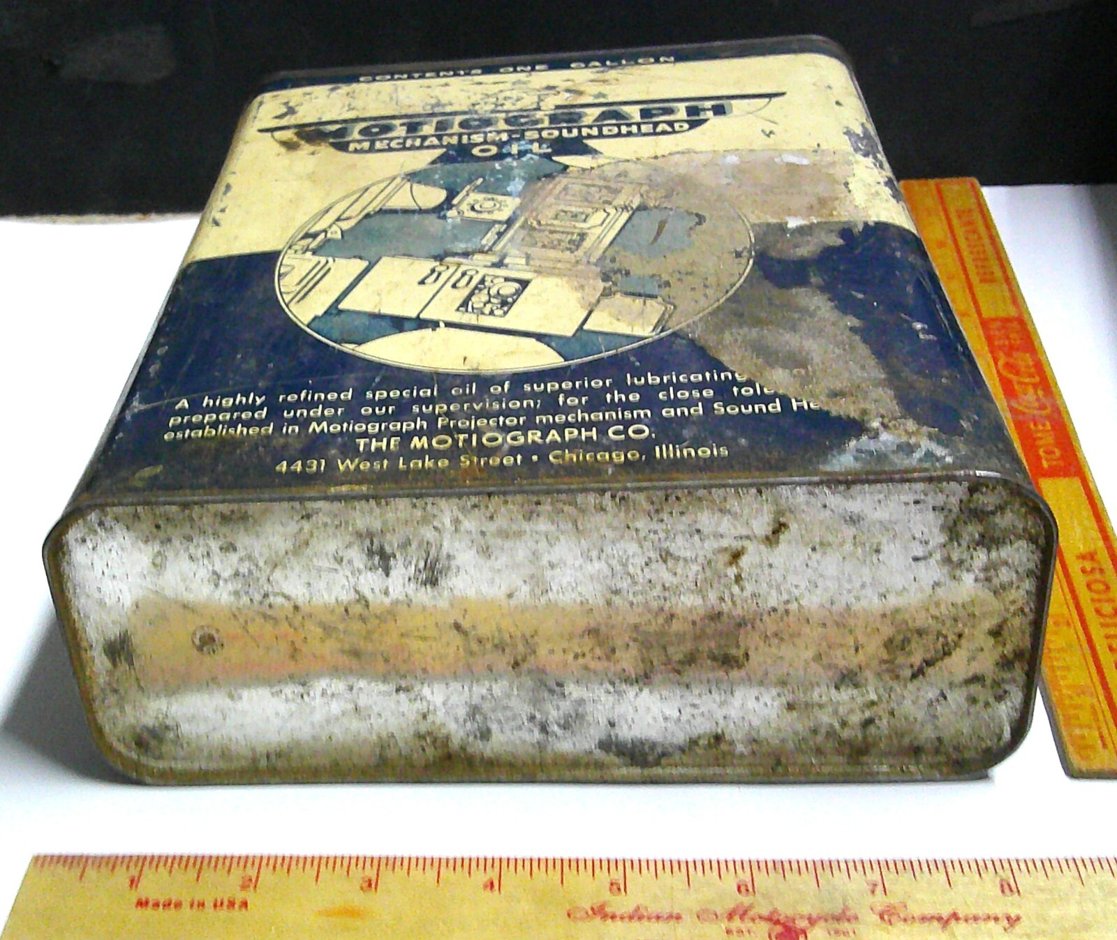 Motiograph oil can vintage 1 gallon old movie projector collectible memorabilia