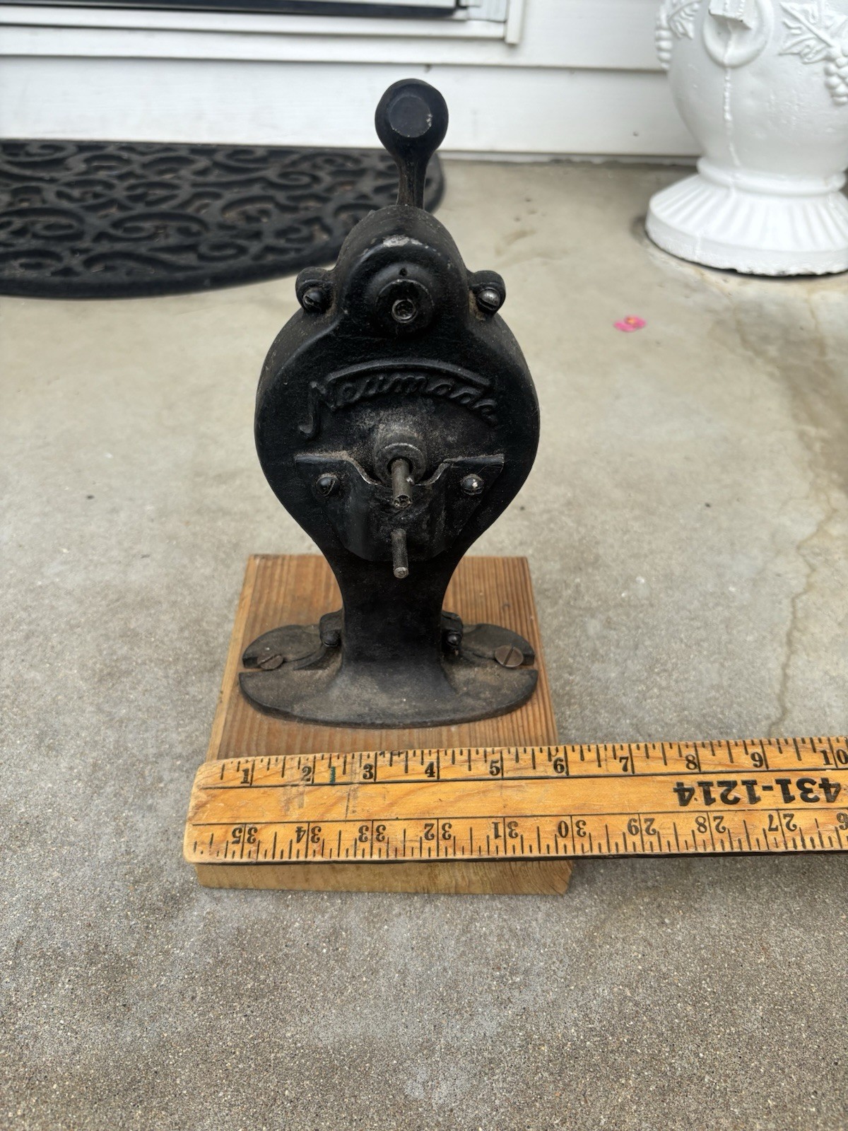 Neumade Antique Cinema Film Spool Crank Handle Rewinder Mounted For Display
