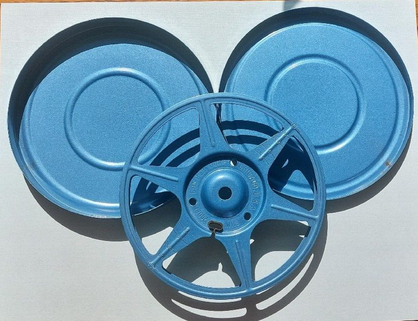 Lot Of 3 Vintage Compco Corp Blue 8mm Film Reel and Canister Movie Room Decor 5”