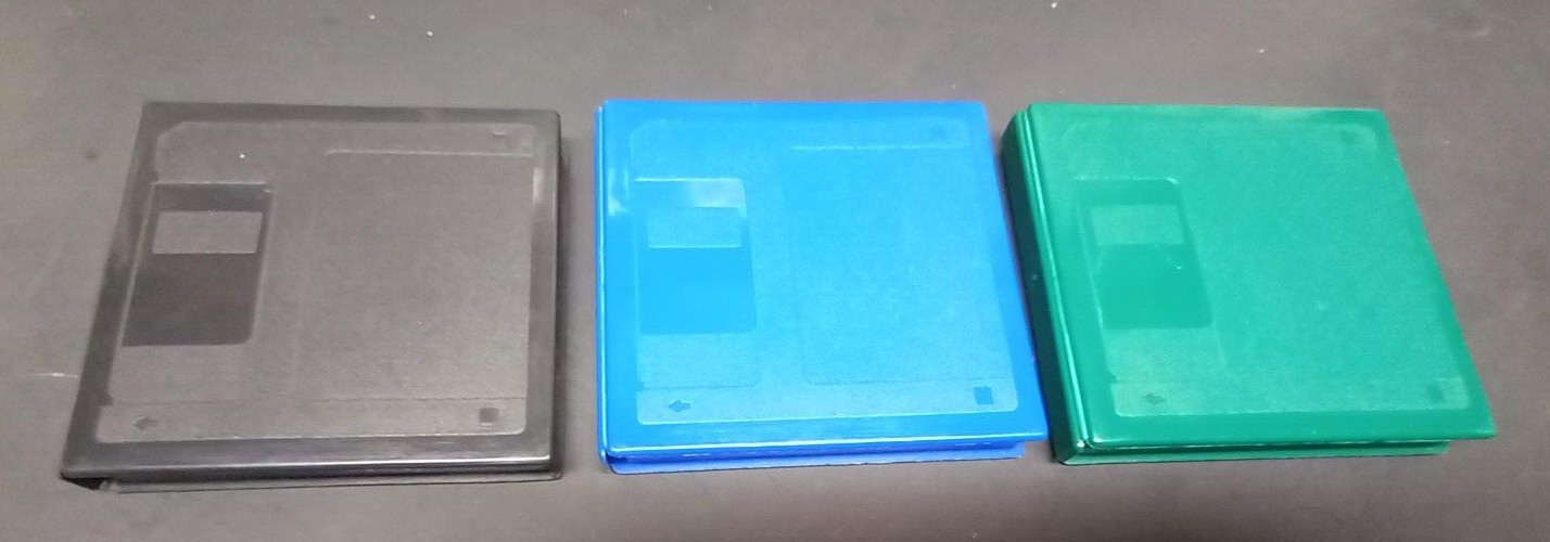 Lot of 3 Floppy Disk Holders for 3.5″ disks Black, Blue & Green