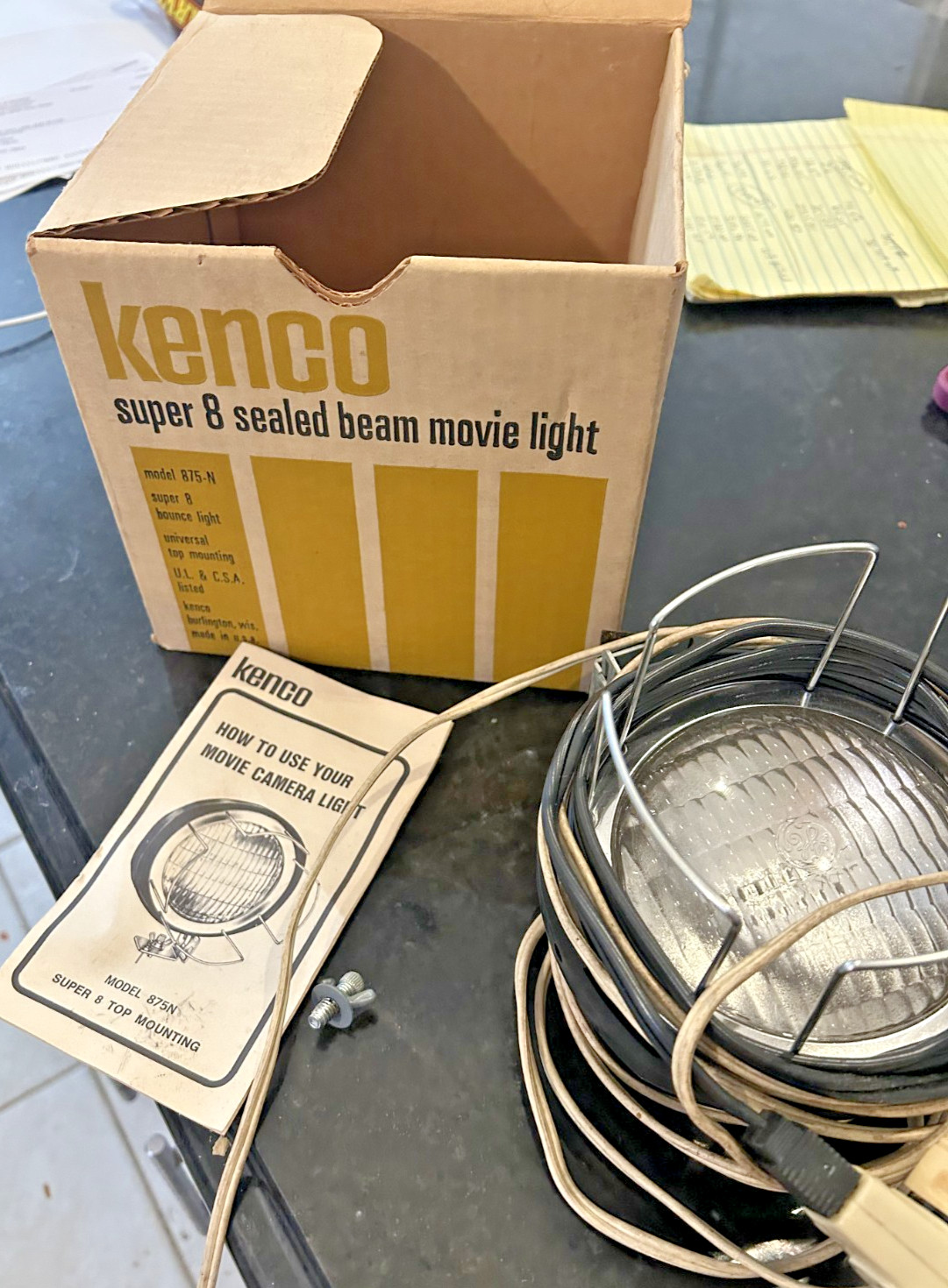 Kenco Super 8 Movie Light Vintage Film Camera Lighting w Box Tested Works