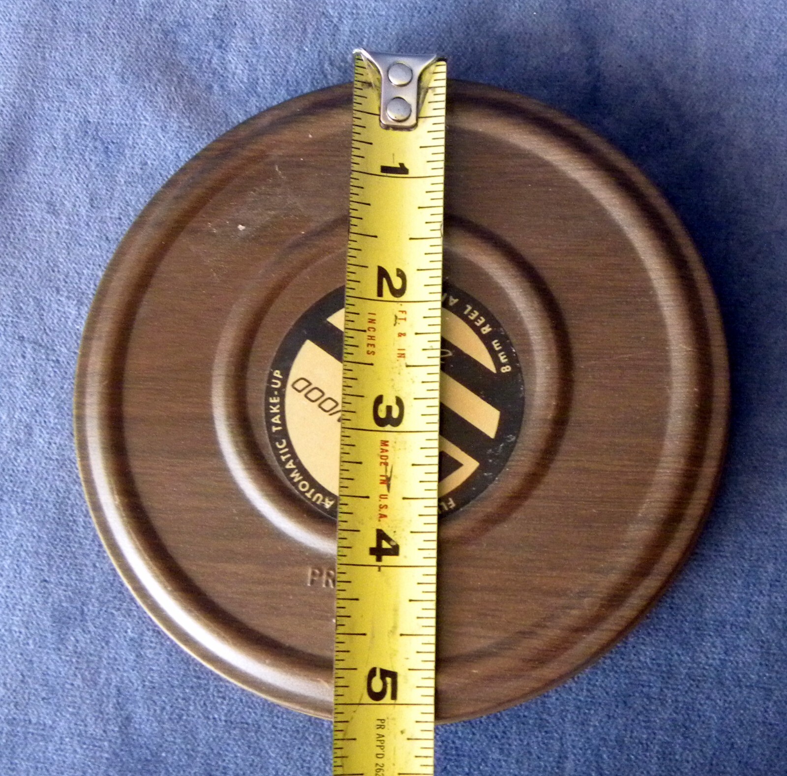 Vintage Harwood 8mm Reel & Can Film Holder 5” Wood Grain Metal Case