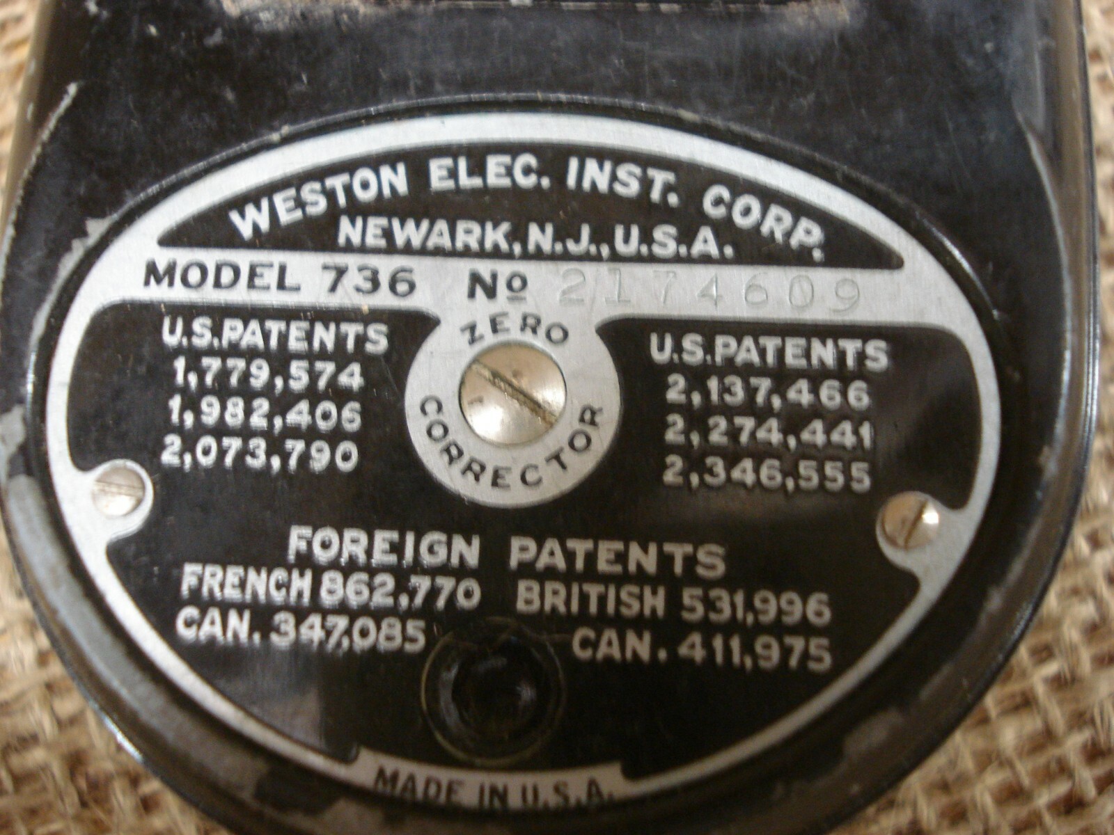 Weston Master II Cine Exposure Meter model 736