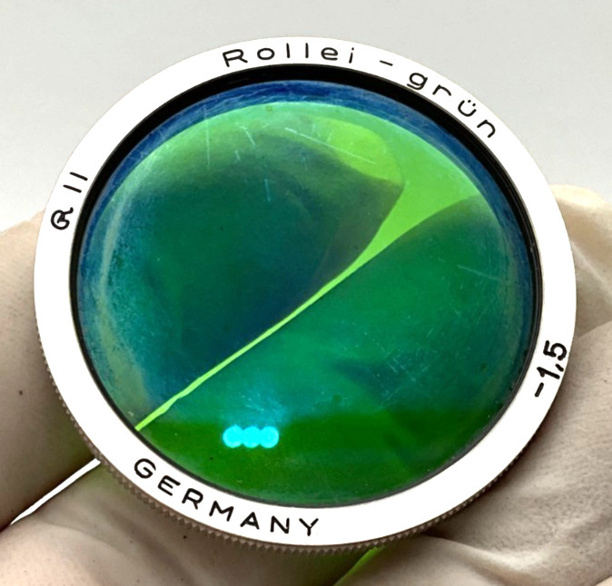 Rollei‑grün Bay II green filter–R II–1.5 for RolleiflexTLR original leather case