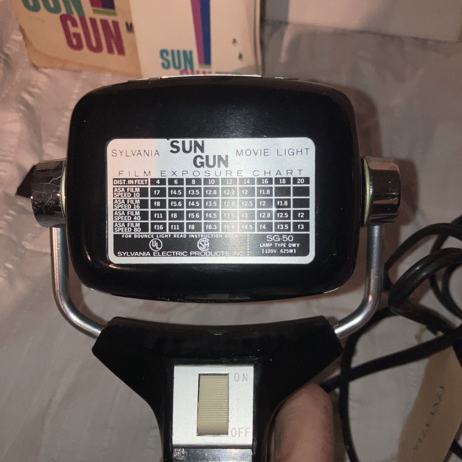 Vintage Sylvania Sun Gun Movie Light SG-1 Handheld Video Camera Lamp 120V Tested