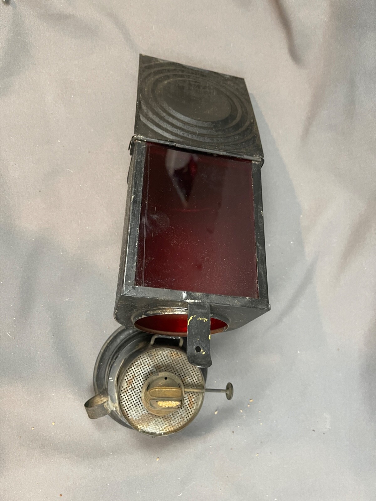 Antique Unique Lantern Oil Red Glass Darkroom Very Complete Nice 2795