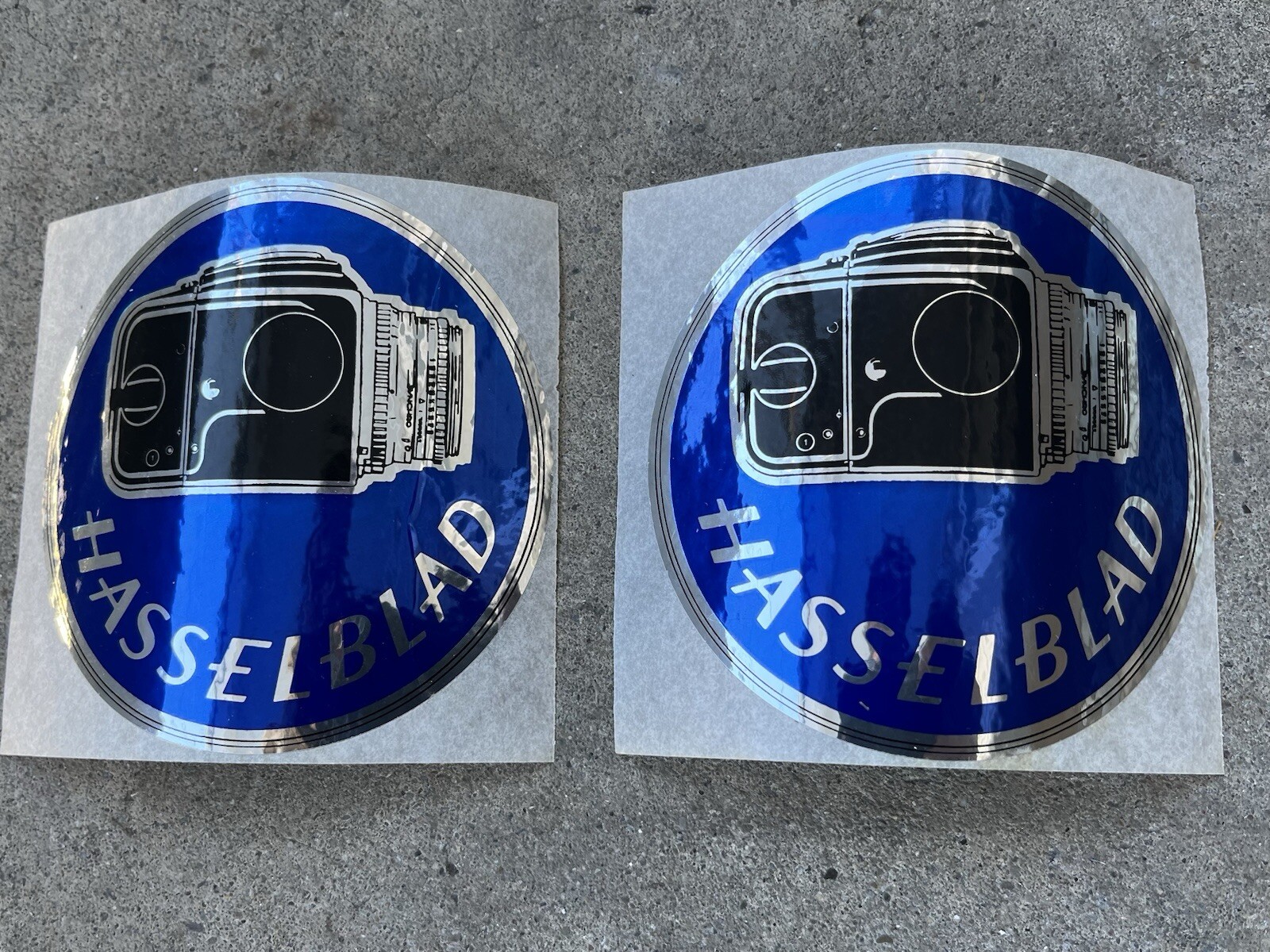 2x Vintage 80s Hasselblad Foil Stickers ORIGINAL Camera Photography Memorabilia