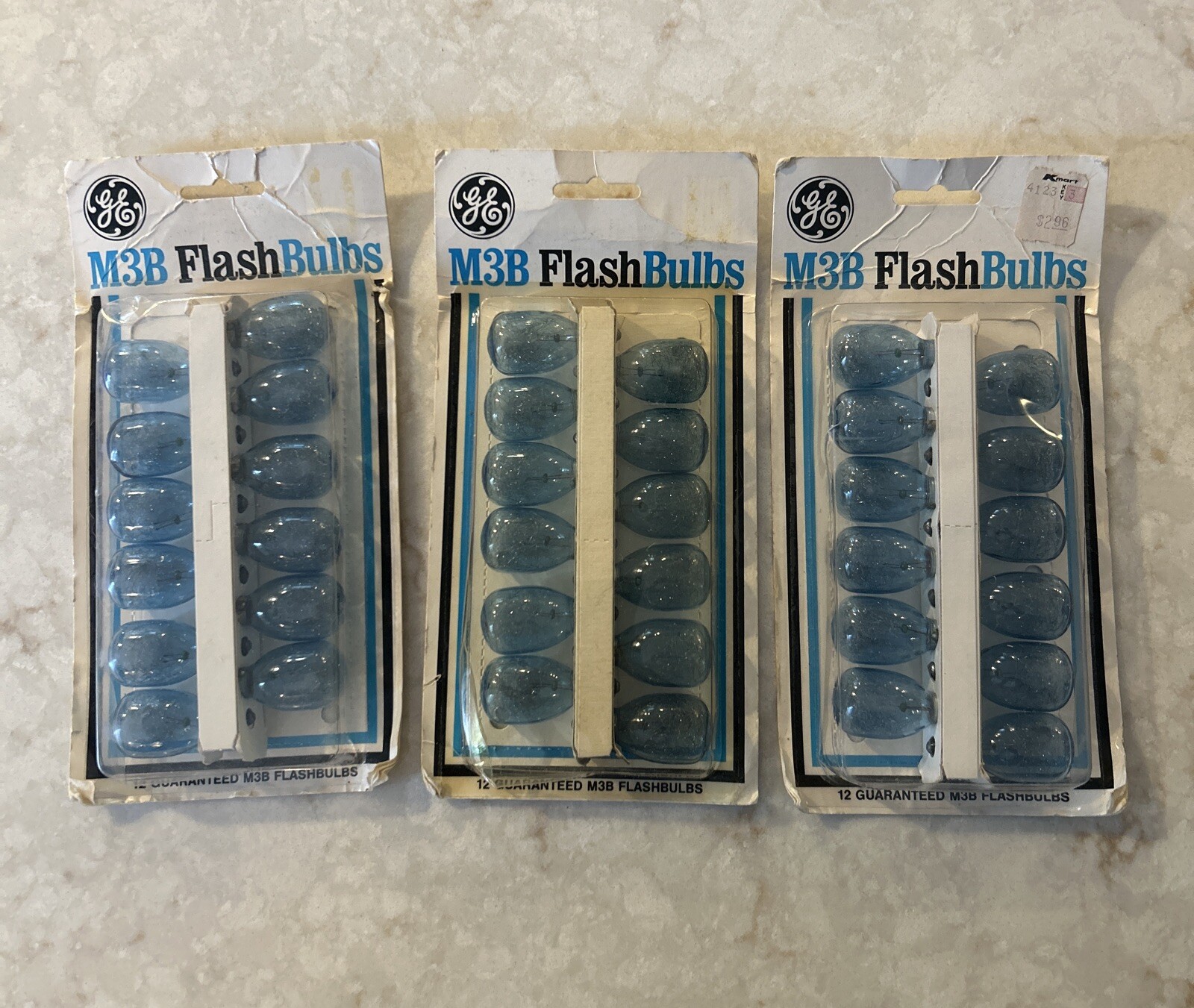 3 PACK GE M3B Flashbulbs (36 qty.) Blue Dot Camera Vintage Photography Film NOS