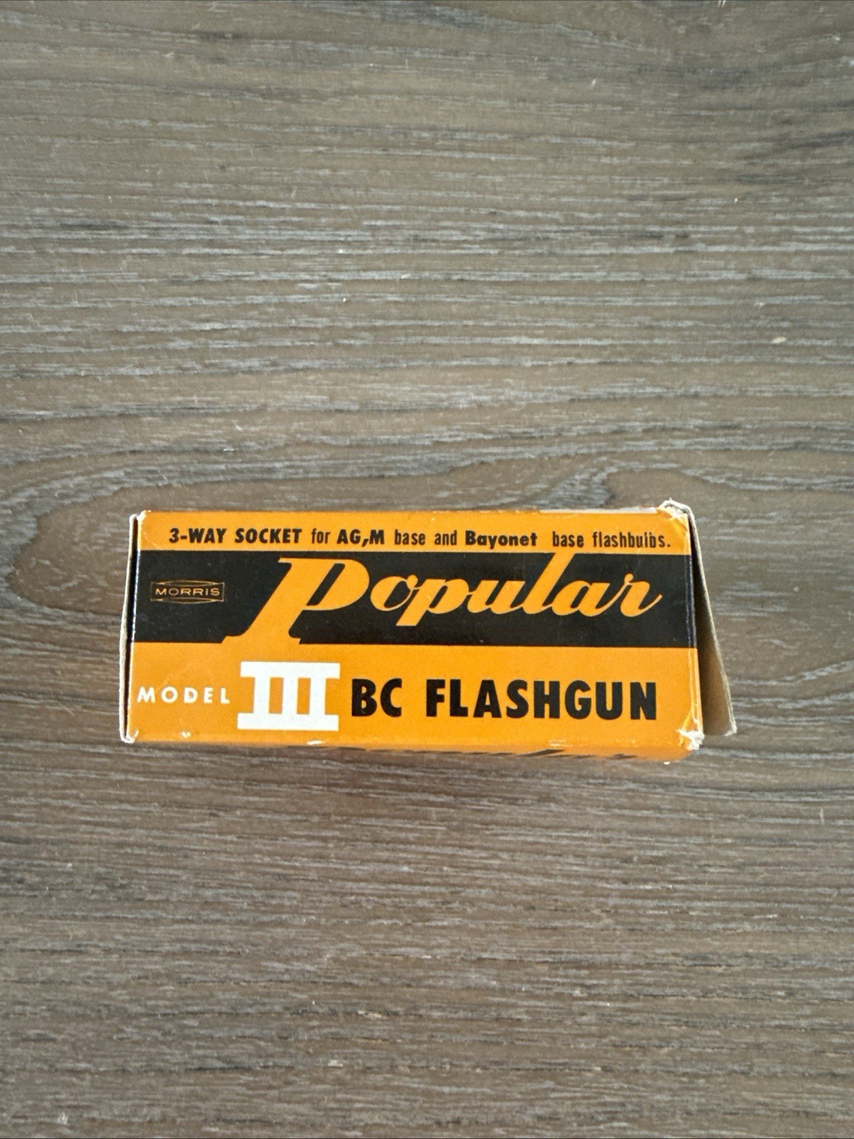 Morris Popular BC Flashgun Model III 3 Way Socket Complete. Vintage Excellent