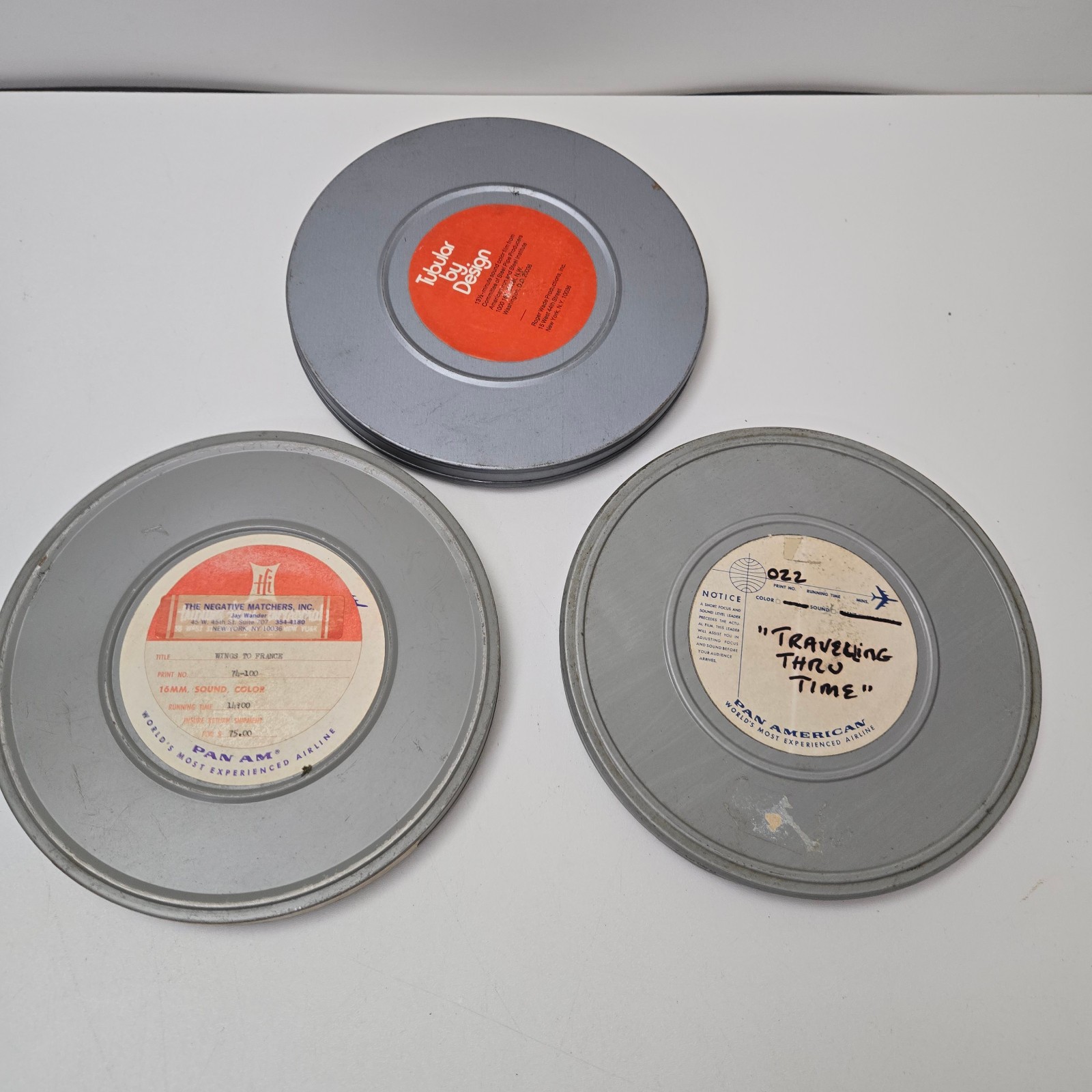 9.25″ Empty 16mm Metal Movie Film Canister Cans Lot x 3 No Reels