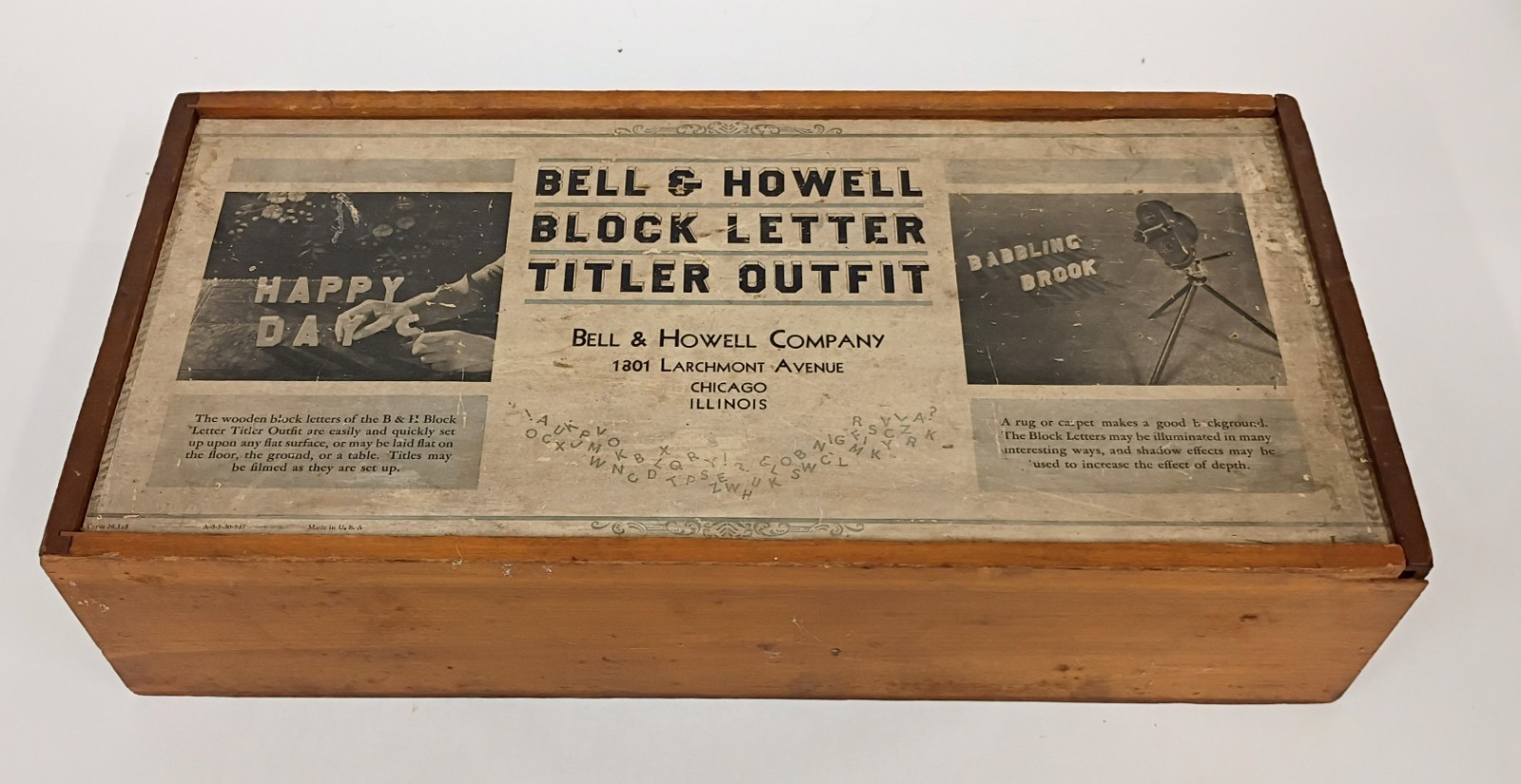 RARE 1950’S BELL & HOWELL 2.5″ WOOD BLOCK LETTER TITLER OUTFIT