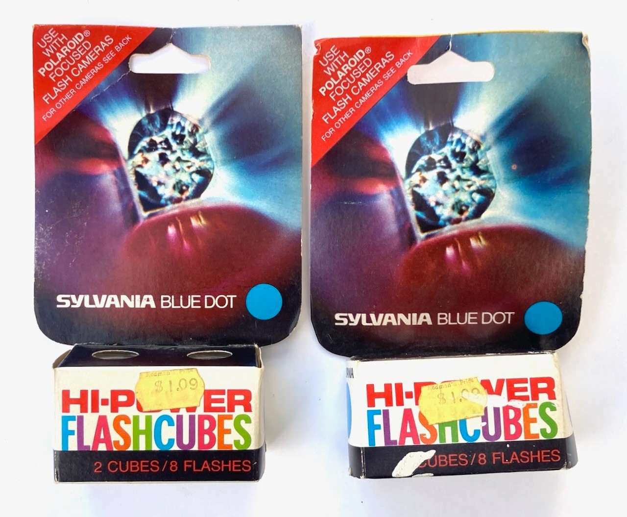 2 BOXES Sylvania Blue Dot Hi-Power Flash Cubes (4 Cubes) (16 Flashes)