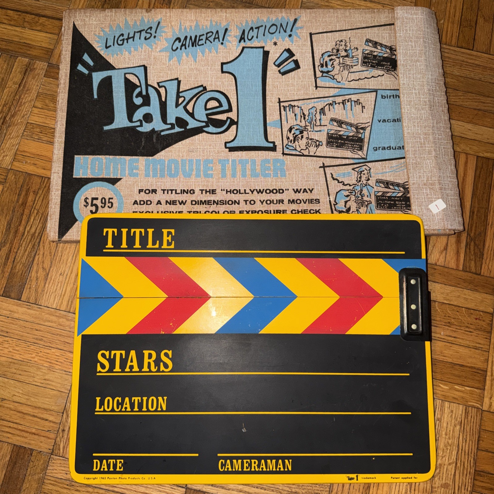 Vintage 1960s Paxton Photo Products Tricolor Take 1 Home Movie Titler in Box