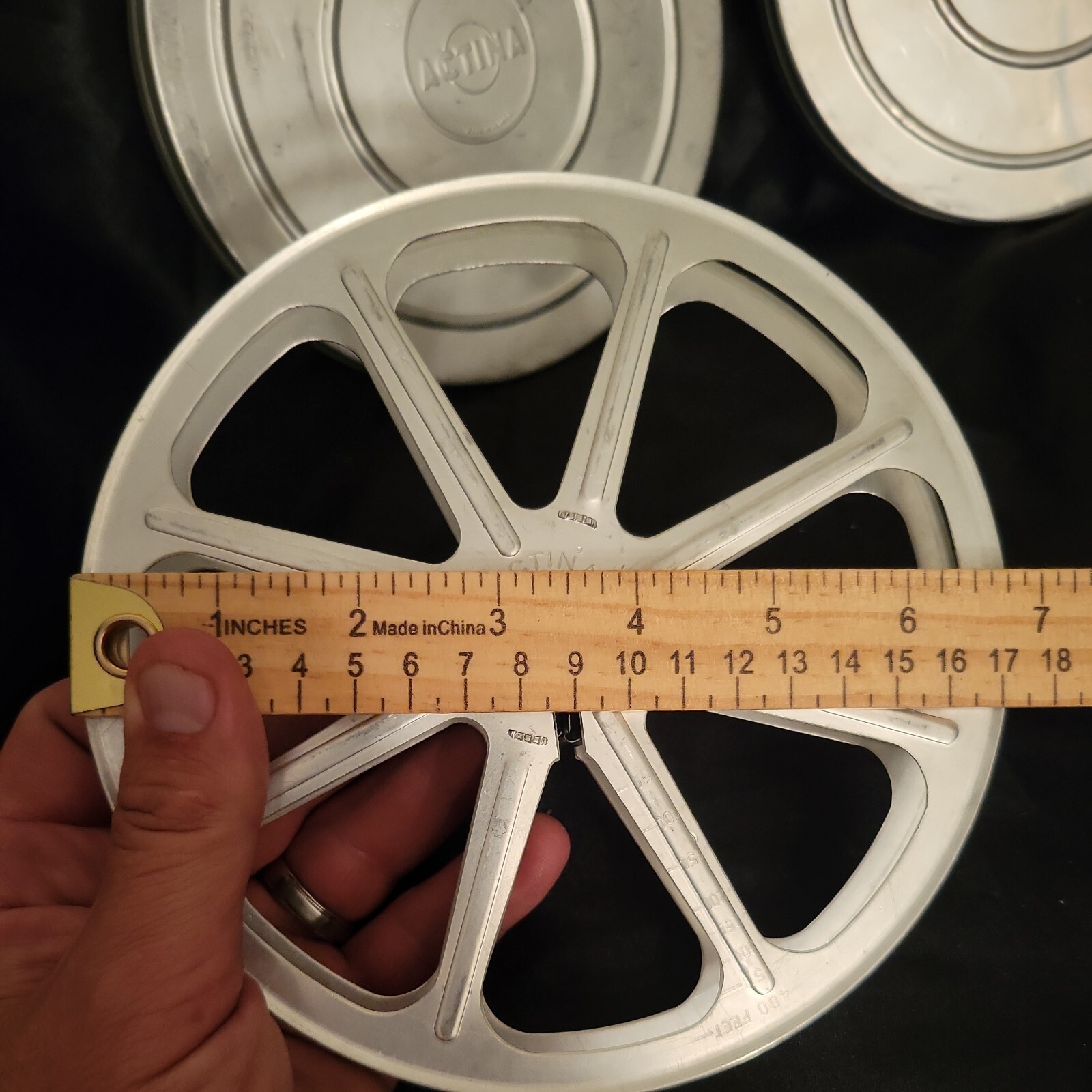 Vintage ACTINA Aluminum Movie 7″ Reels And Canisters. Lot Of 2.