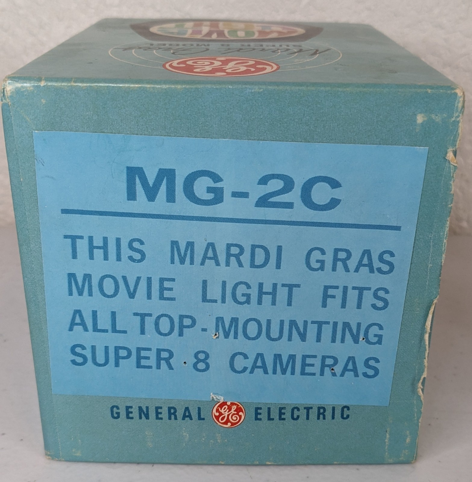 Vintage GE Mardi Gras Super 8 Movie Light MG-2C Tested Working w/Box Instruction