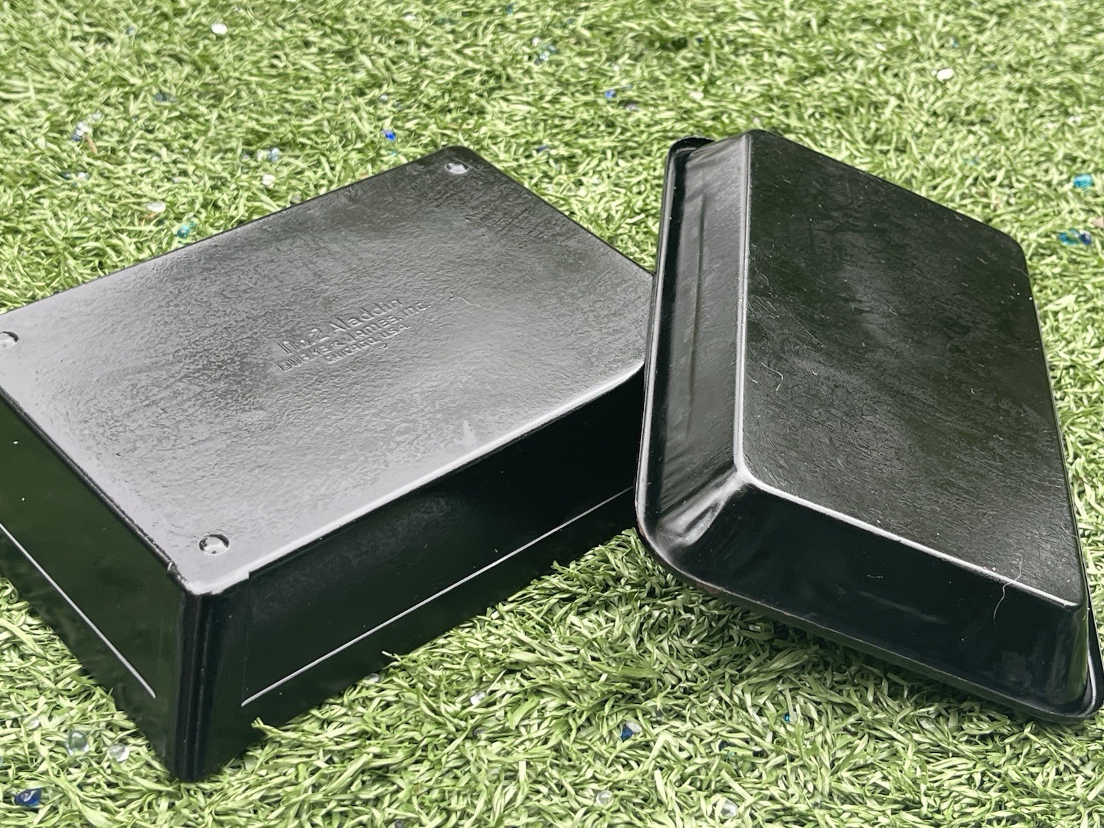 2 – black print tray No2 Aladdin Burke And James Chicago 5 1/2” X 7 1/2”