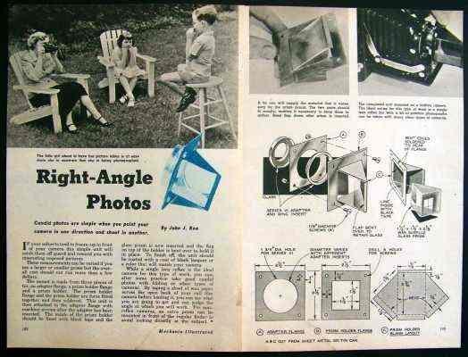 Right Angle Camera Mount Prism Holder 1951 How-To build PLANS Single Lens Reflex