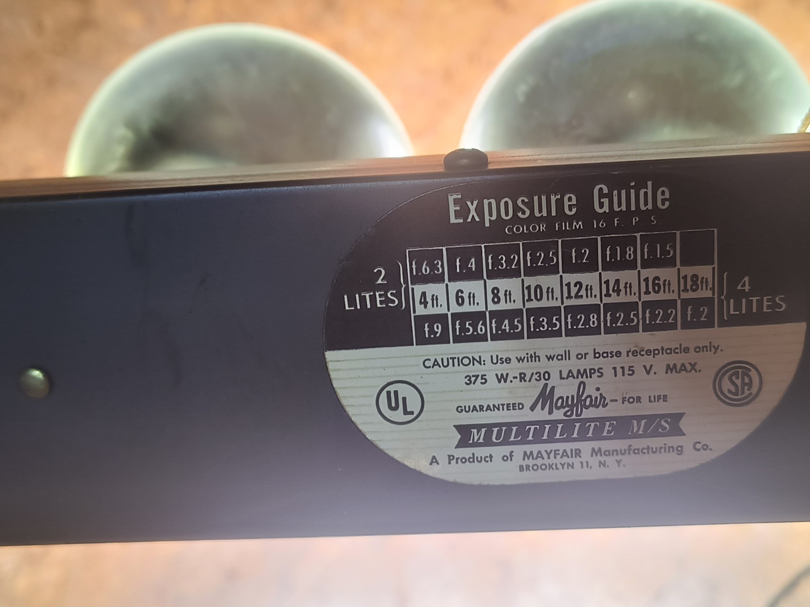 Vintage Mayfair Multilite M/S Exposure Guide 4 Light Bar In Powder Coated Case
