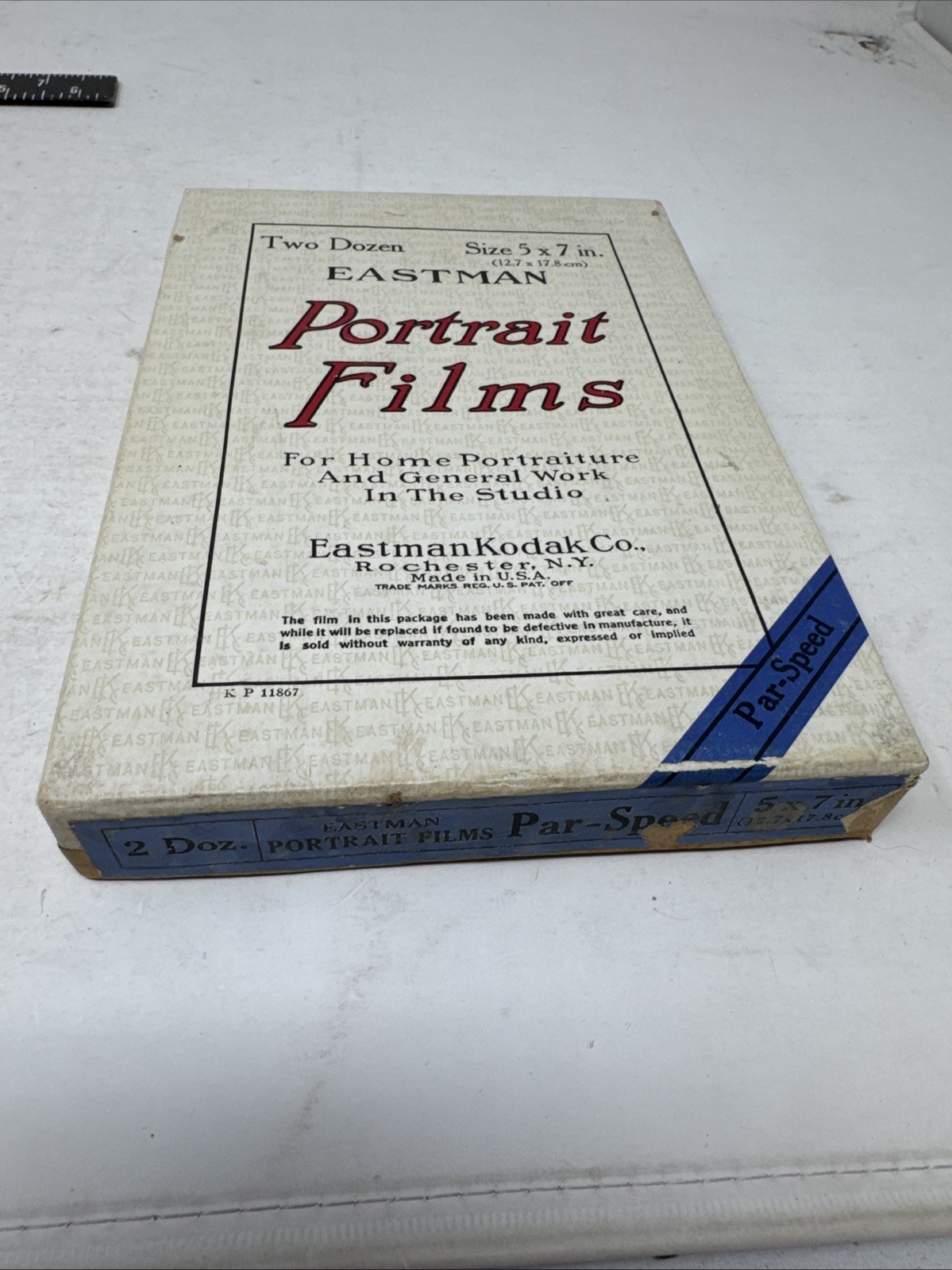 Antique Eastman Kodak Portrait Films Box with Film Par-Speed For Display