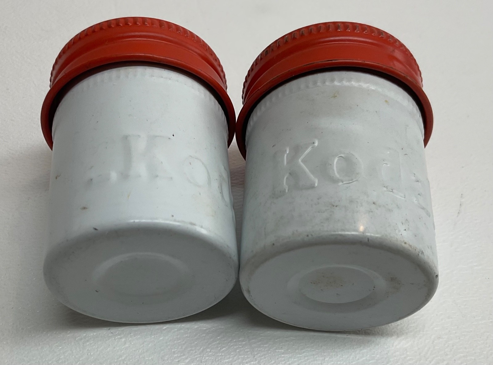 VTG Lot of 2 Kodak 35mm Film Roll Embossed Container Metal Tin Can Canister
