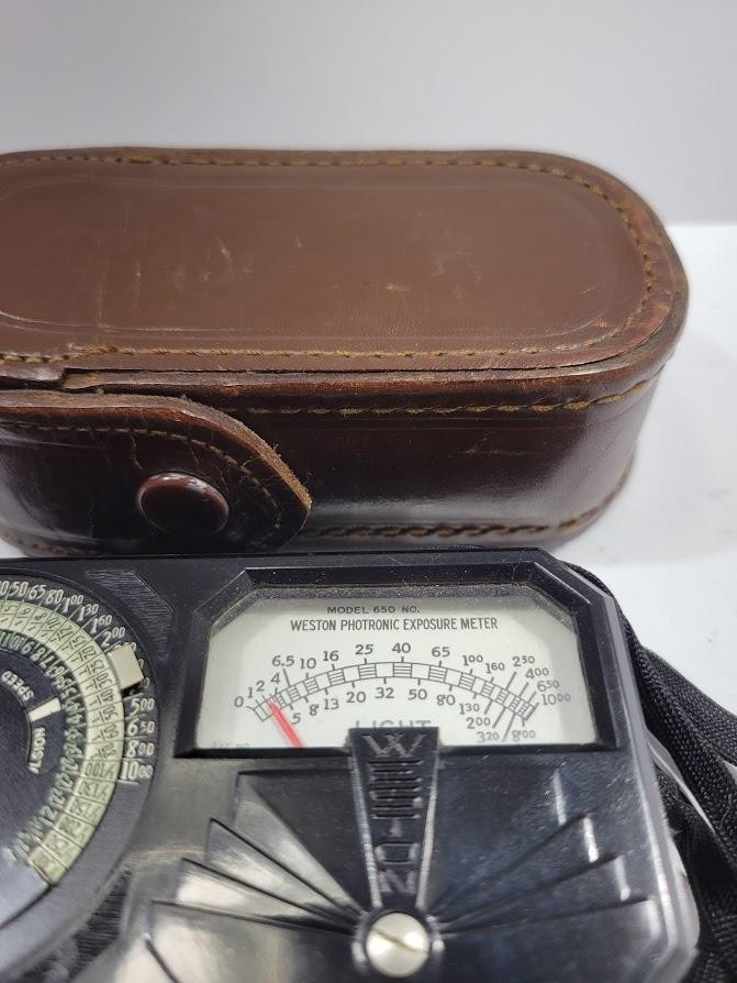 Vintage Weston Photronic Exposure Meter Model 650 Light Meter W/ Case Brown