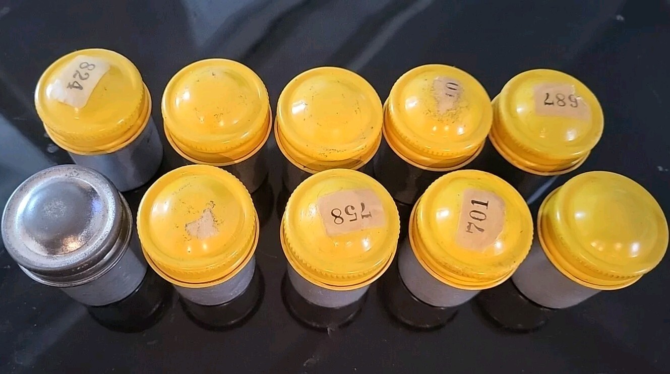 Lot of (10) Vintage Metal Aluminum 35mm Film Canisters. Great Condition