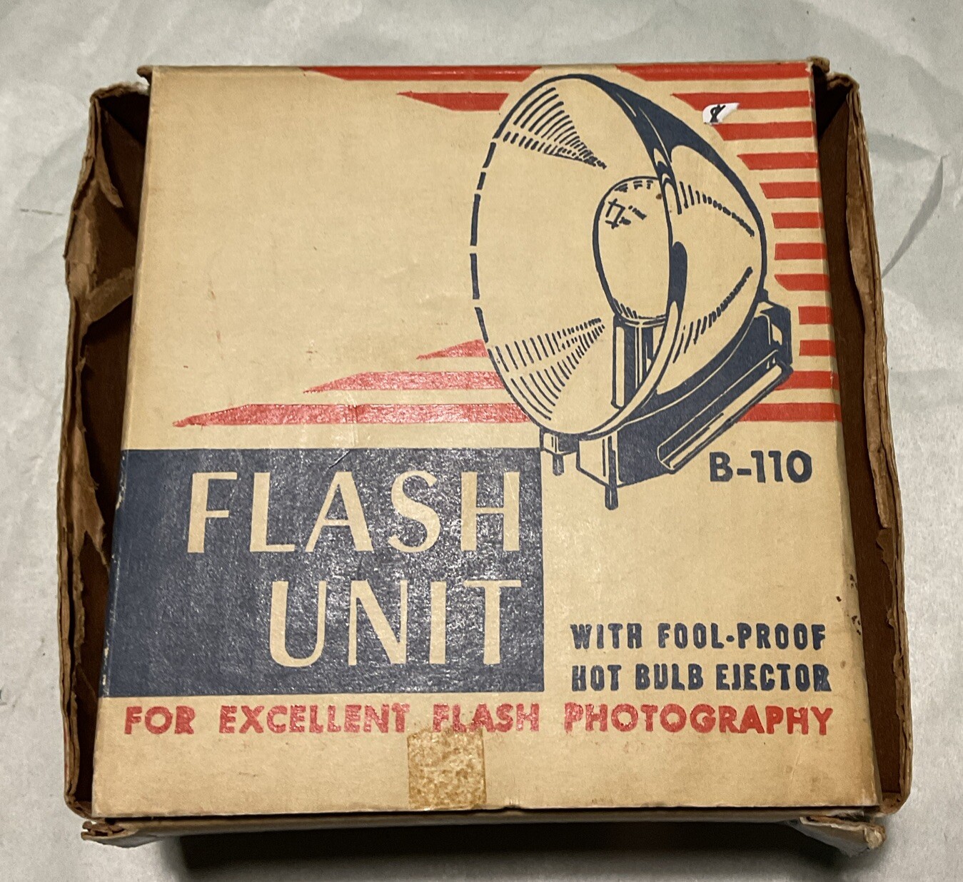 Vintage Flash Unit B-110 Reflector Original Box – No Bulb