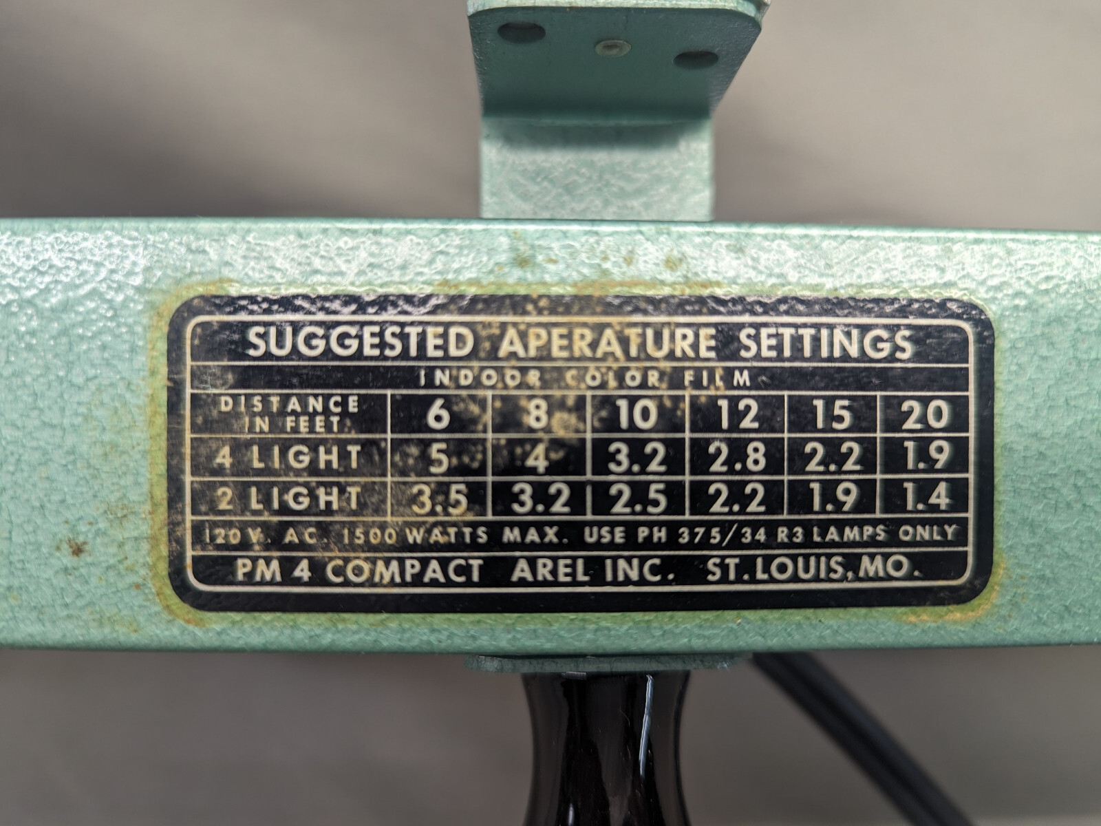 VINTAGE 1950s THEATRE PHOTOGRAPHY LIGHTING AREL PM4 COMPACT 18″ LIGHT BAR 4 BULB