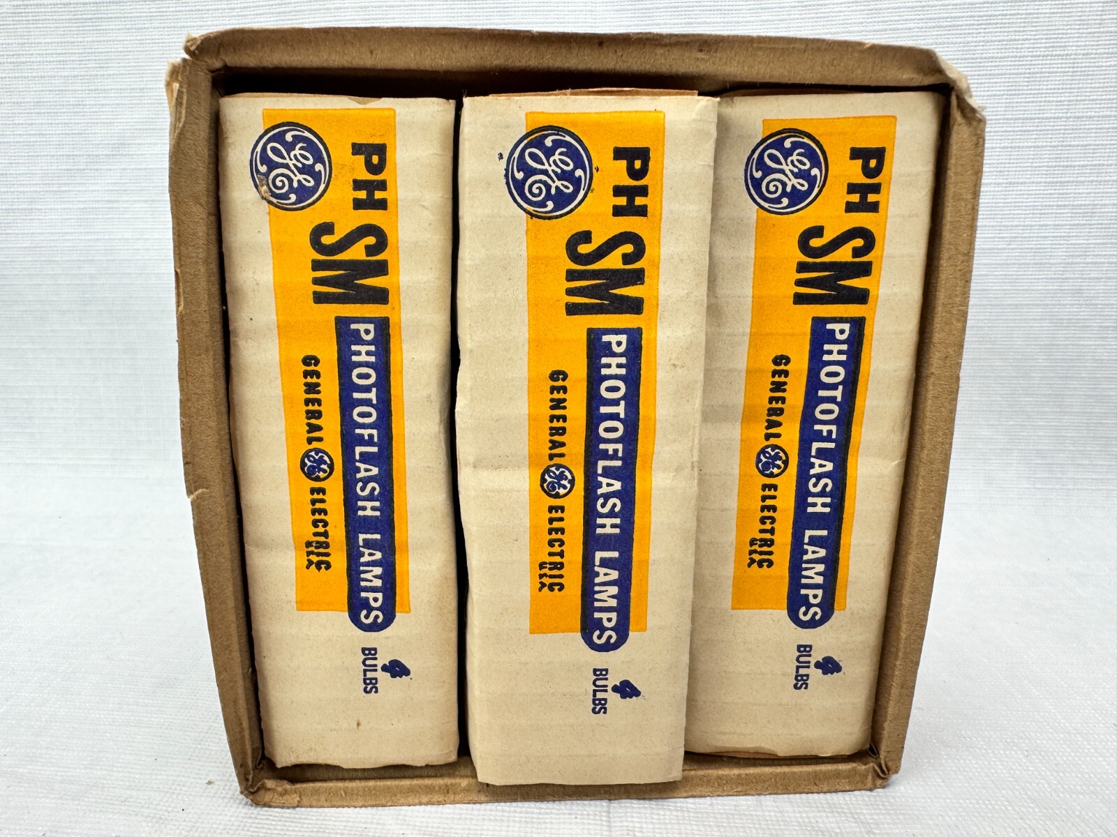 Vintage GE Photoflash Lamps PH SM Class F Bulbs Made in U.S.A. Pack of 12