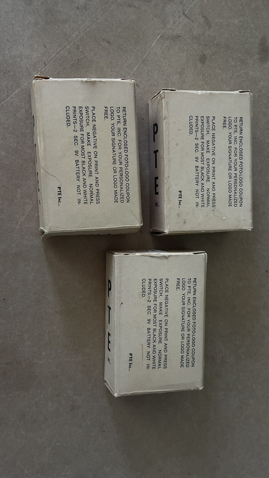 3 Vintage Foto Logo PTE Accessory Part Papers Unidentified Item Original Box NOS