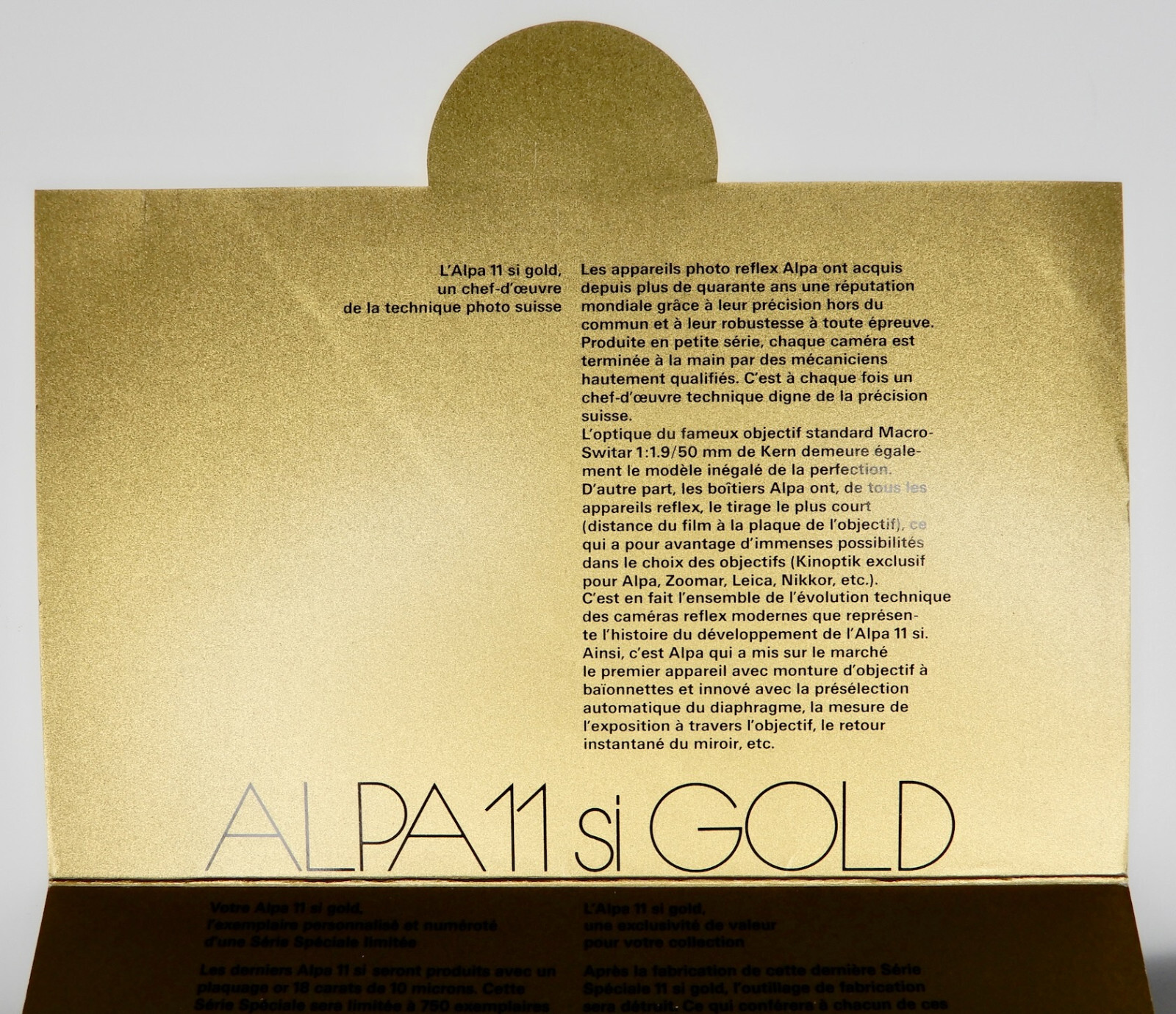 Alpa Gold 11SI Certificate ……….. Minty