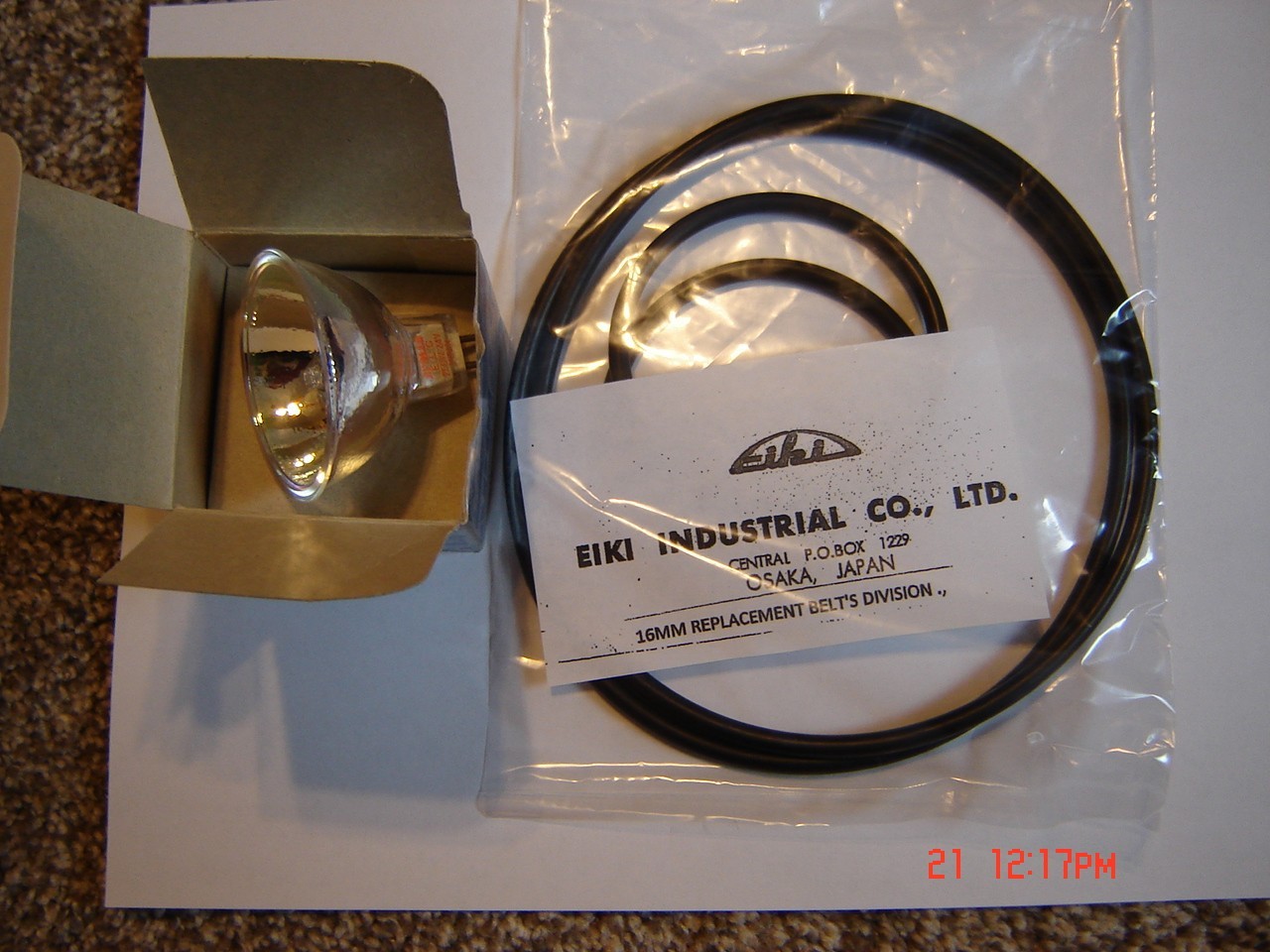 EIKI RT 16mm Projector Belts & 1 Lamp EIKI RT Series, 4 Belts & 1 Lamp/Bulb