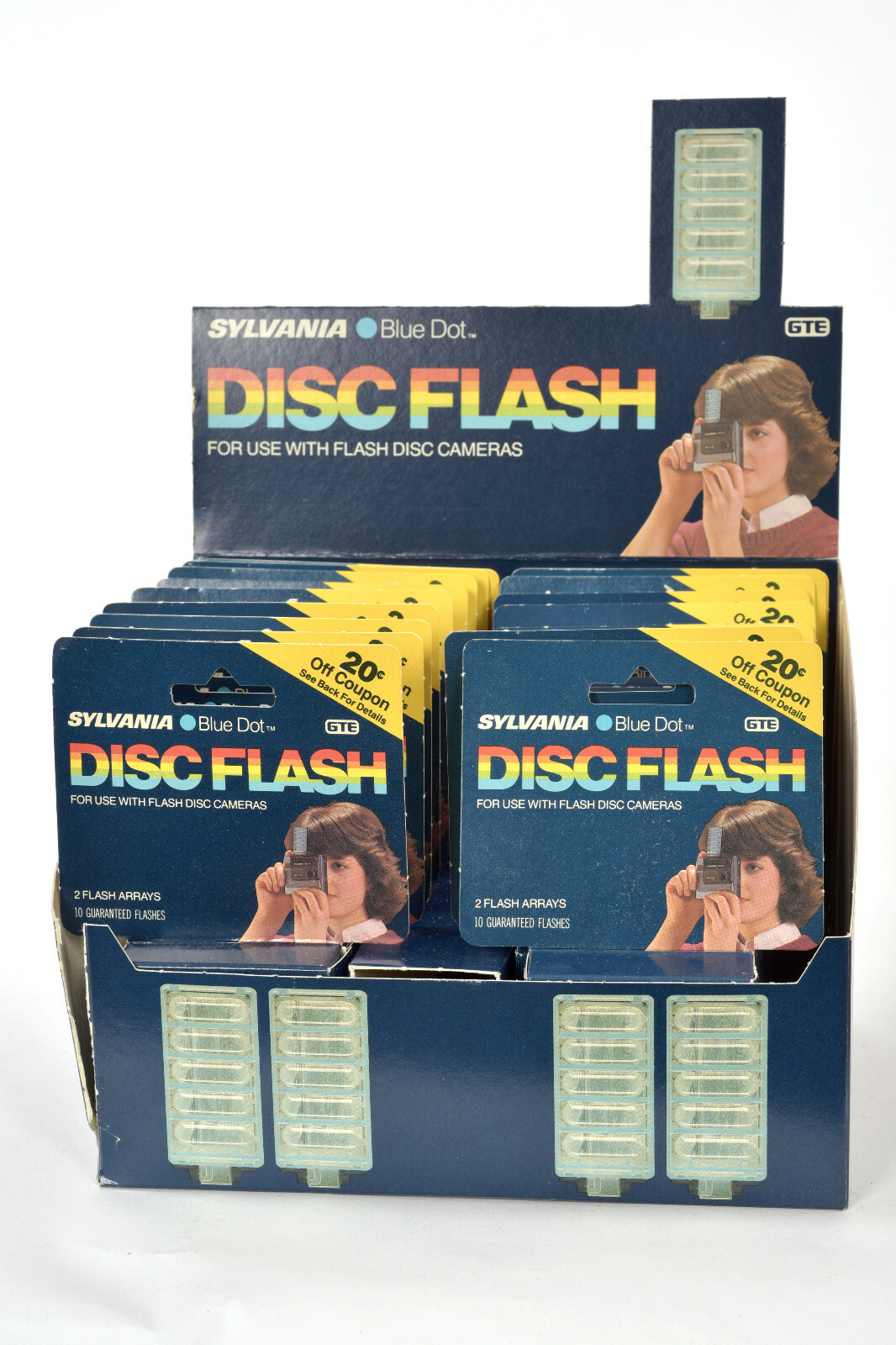 Sylvania Blue Dot Disc Flash Store Counter Display Pack Case 180 Flashes NOS