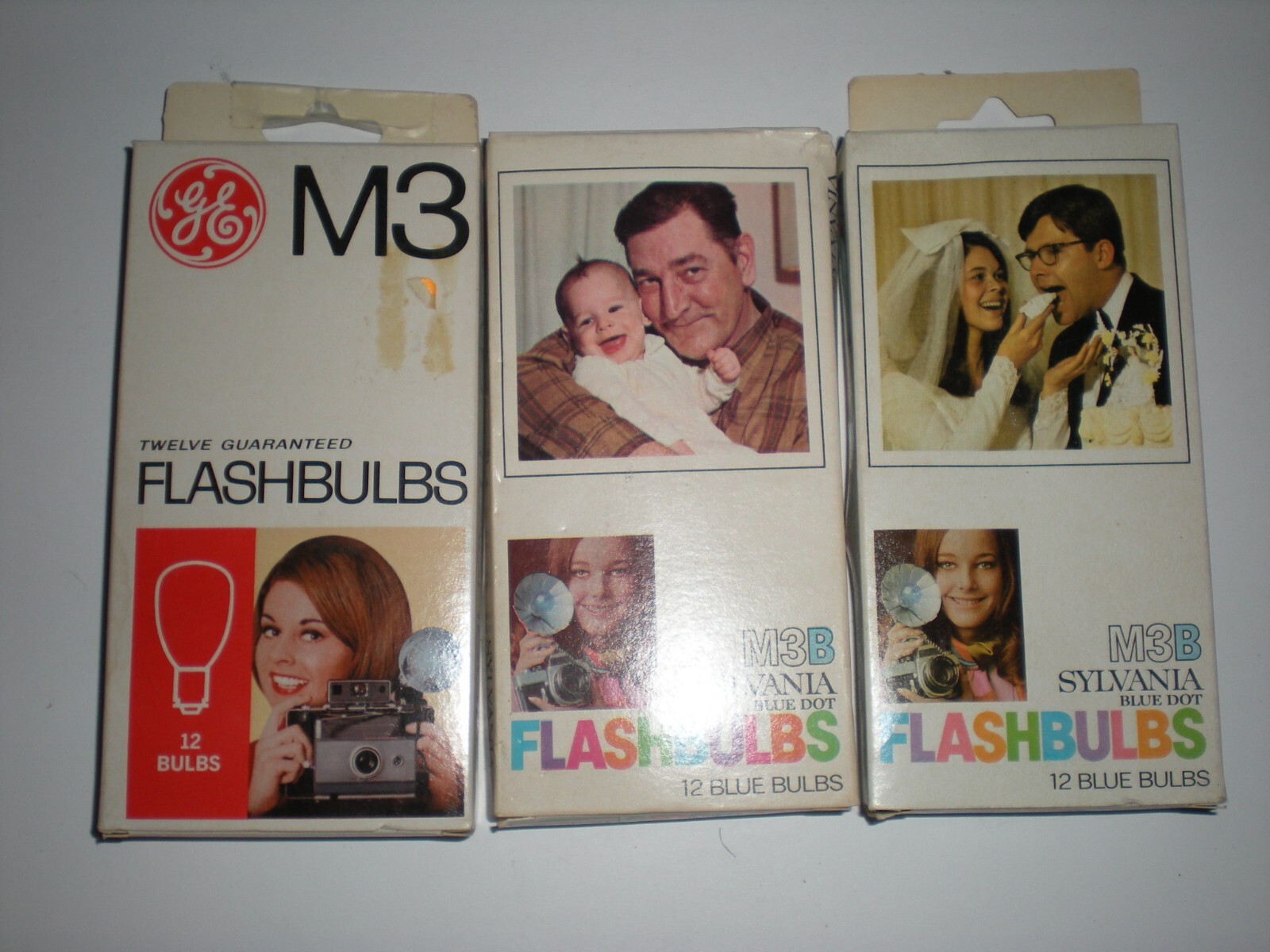 Lot of 3 Boxes VTG GE M3 & M3B SYLVANIA Flashbulbs Camera 30 Bulbs 11 M3, 19 M3B