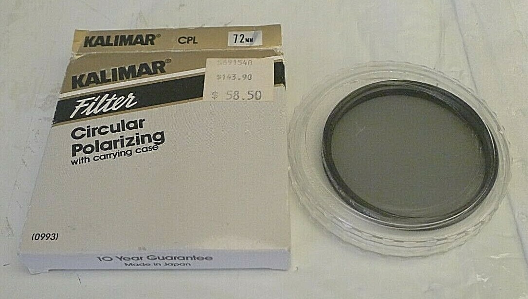 Kalimar Circular Polarizing CPL 72mm Filter +Protective Case, & Box – Japan