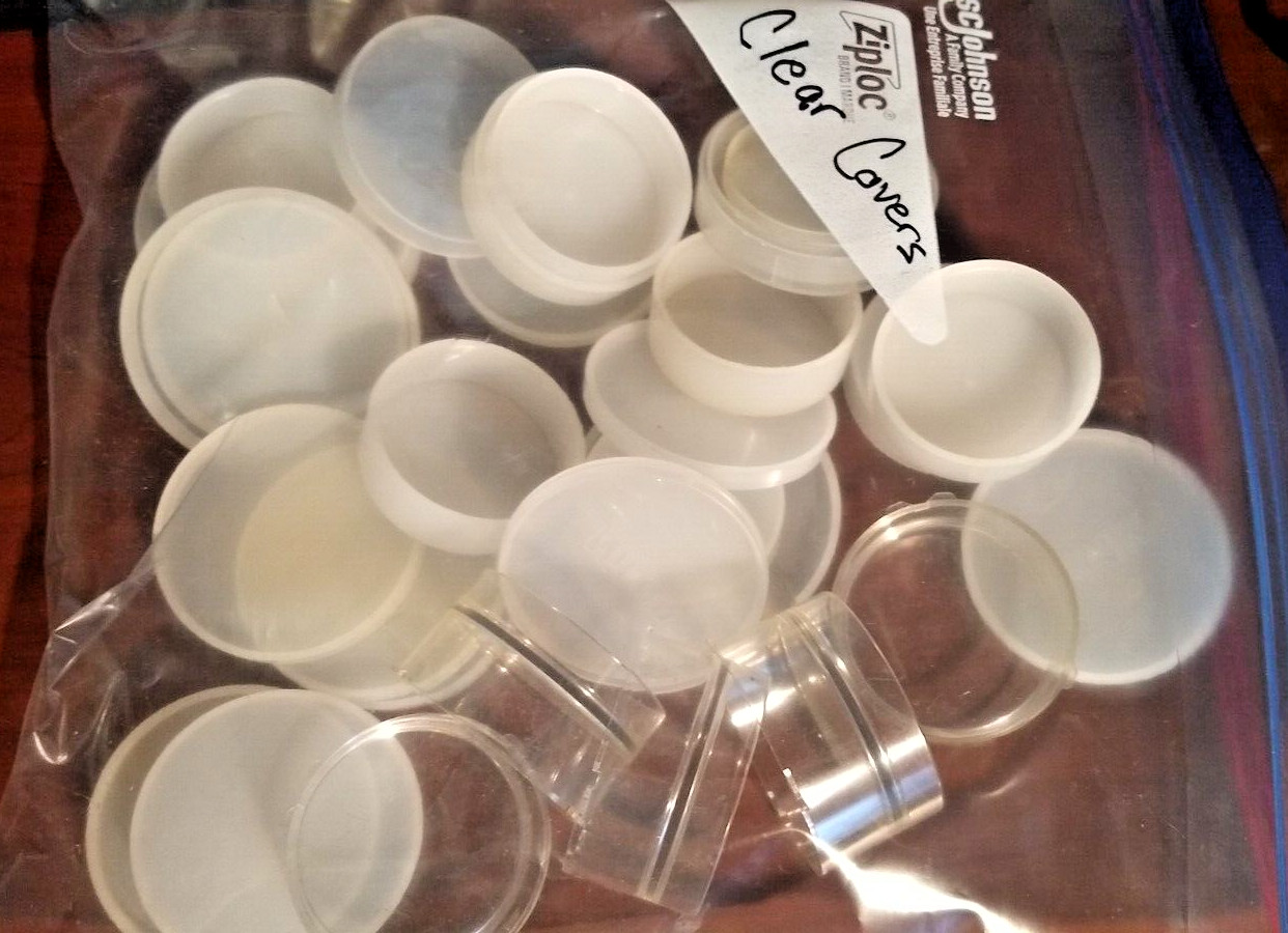Appox. 25 Misc. clear Lens Caps Replacement Camera Parts