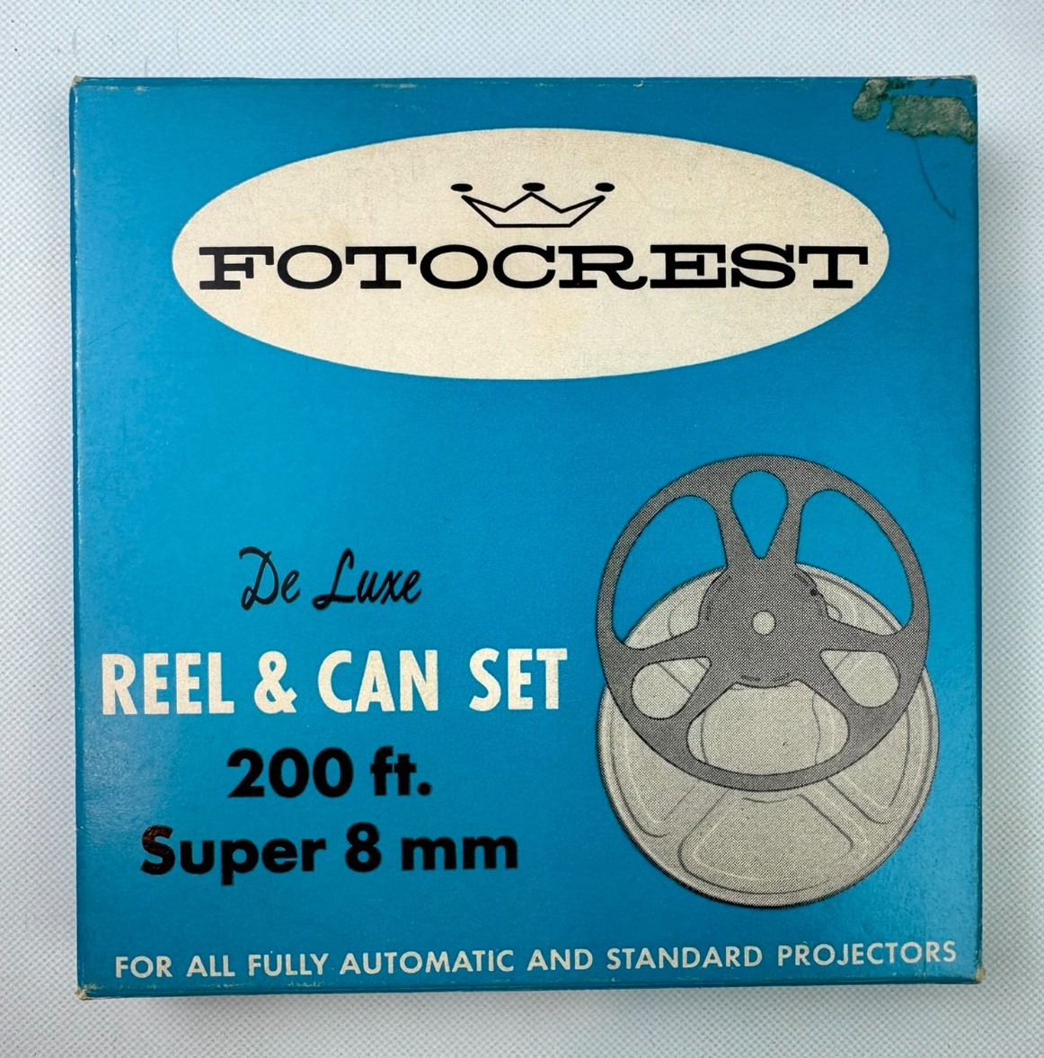 Vintage Fotocrest De Luxe Reel & Can Set 200 Ft. Super 8mm Movie w/ Original Box
