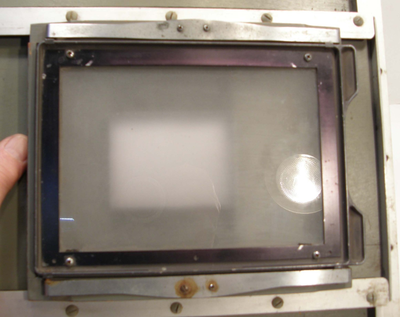 VINTAGE SLIDING BACK WATSON BURKE & JAMES GROVER 6 3/4″ X 4 3/4″ GROUND GLASS