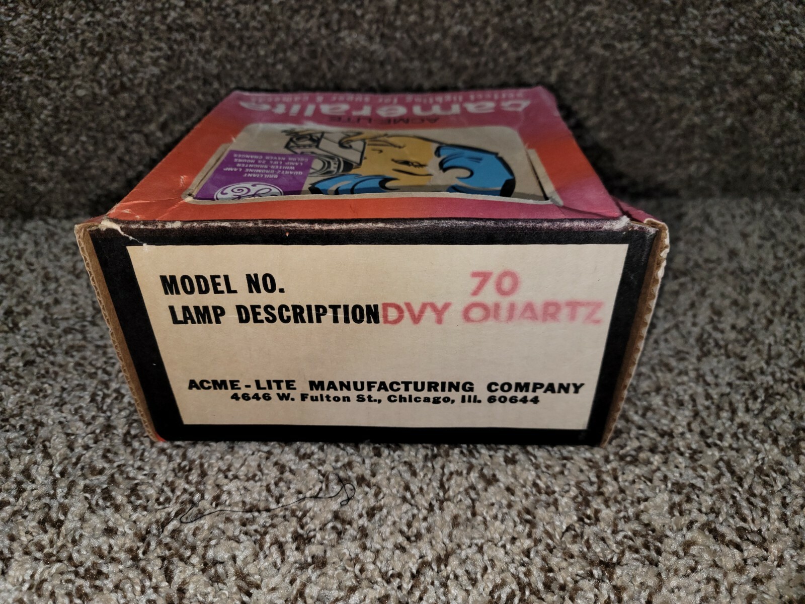 ACME-LITE Vintage Super 8 Movie Camera Lamp Cameralite Model 70 USA Chicago
