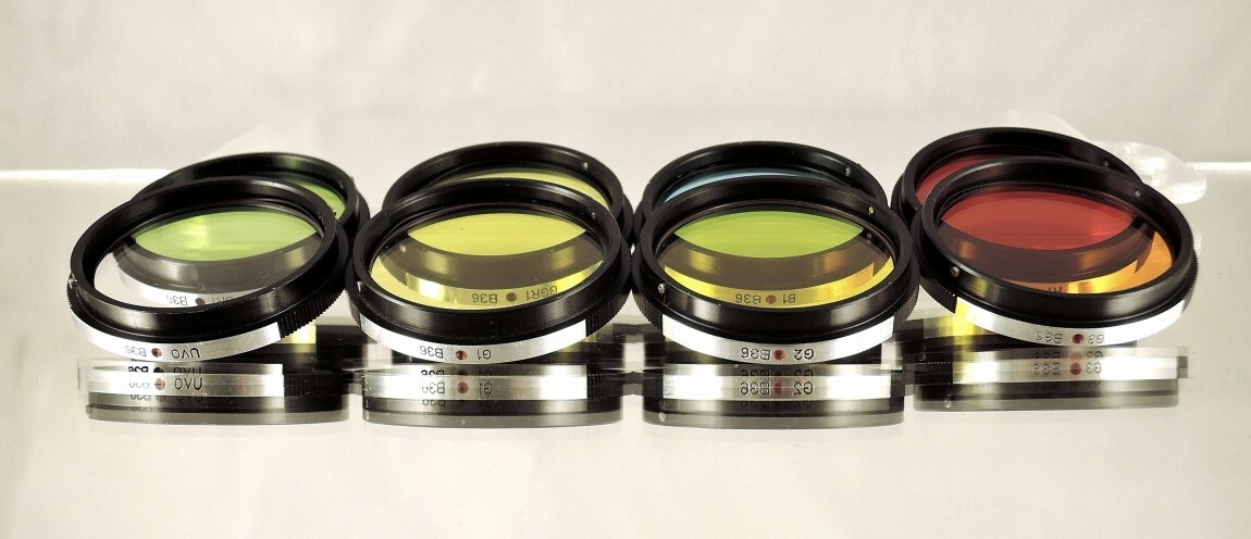 RARE set of eight filters B36 for Flexaret MEOPTA Czechoslovakia genuine MINT