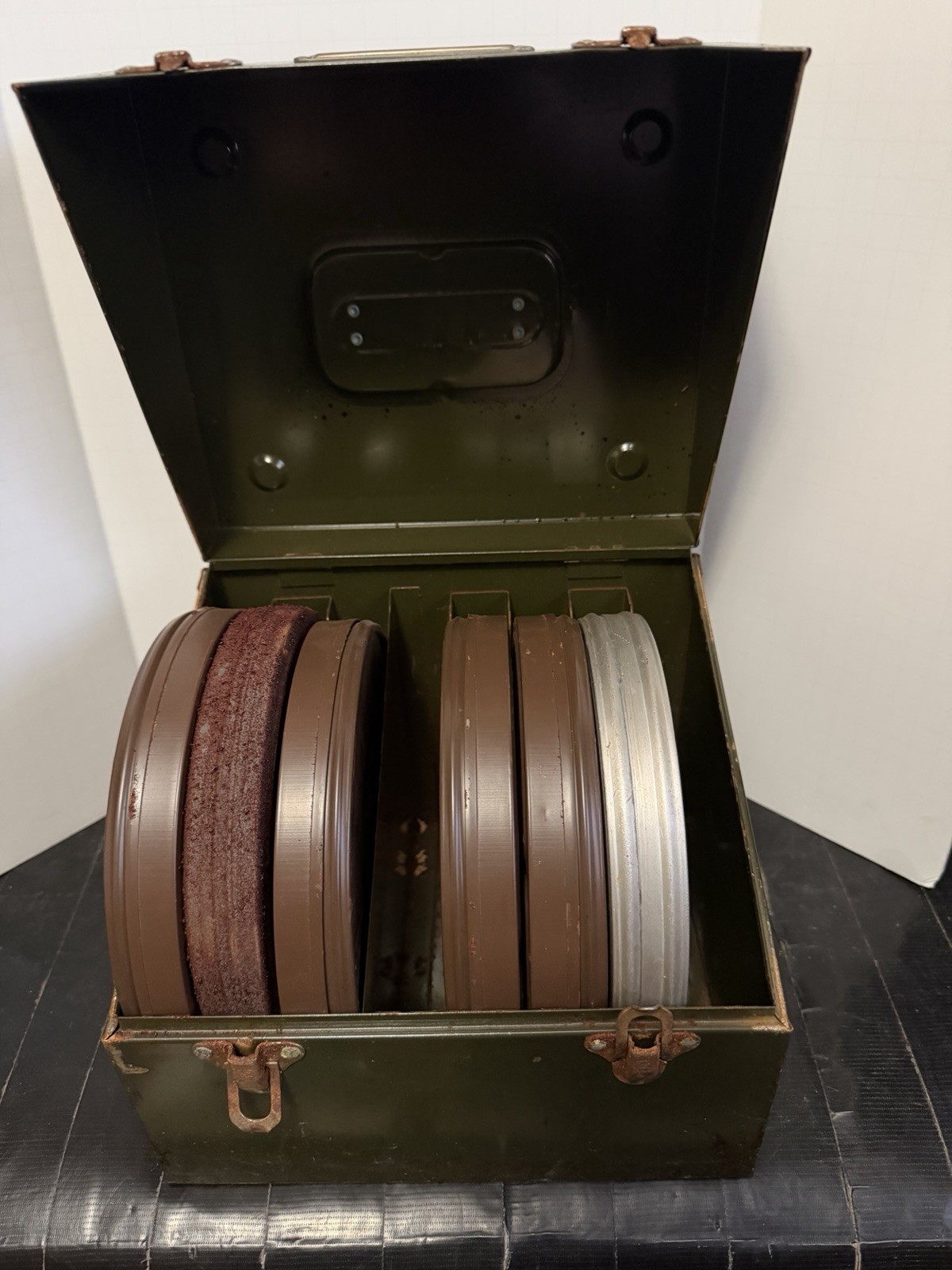 Art Steel Company Metal Movie Reels Storage Case w/ six Cans