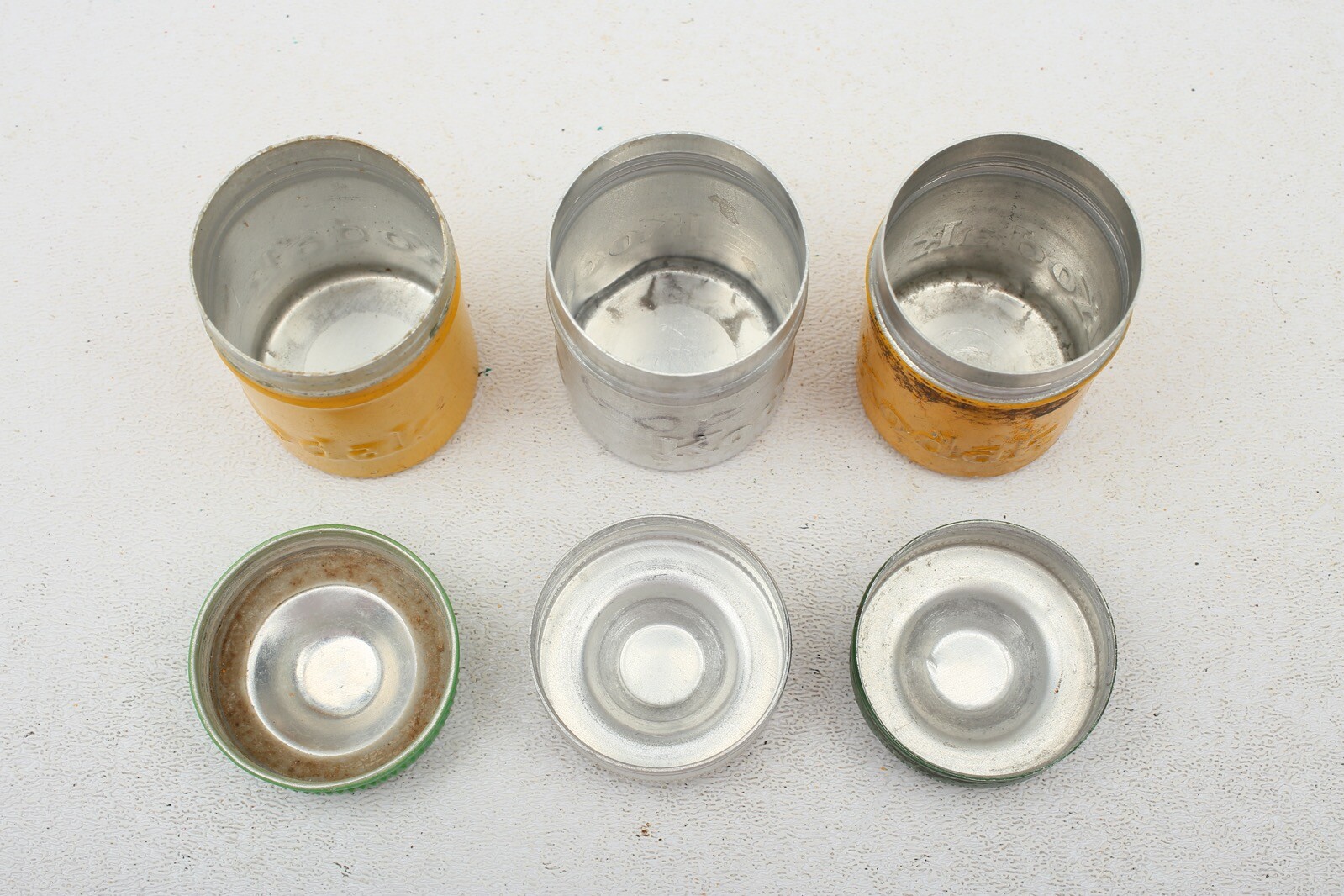 Kodak metal 35mm film canister Yellow+Silver cans with Green+Silver Lids++6 Lot