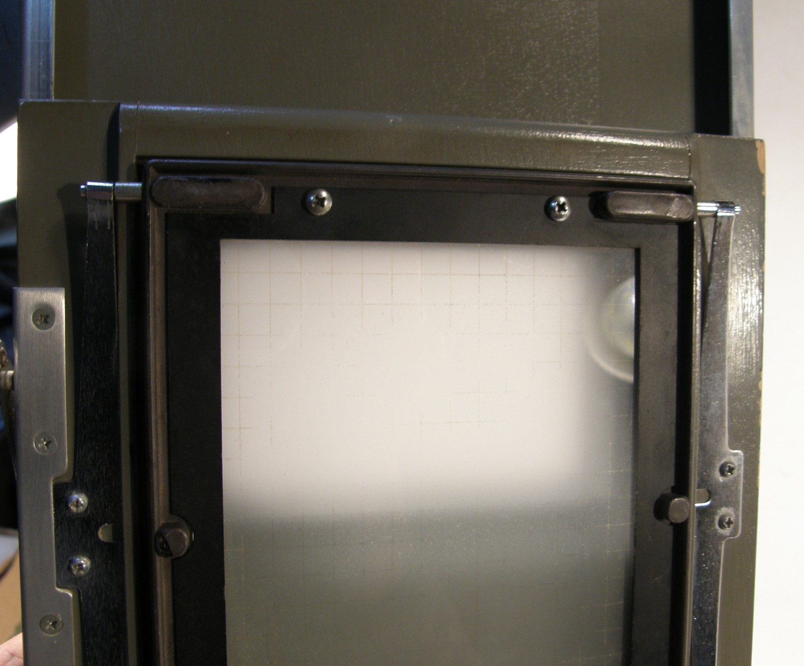 VINTAGE BURKE & JAMES SLIDING BACK REDUCER 3 1/2″ X 4 3/4″ GROUND GLASS W/GRID