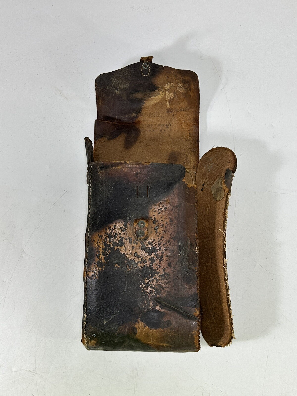 Antique Brown Hard Leather Case Bag for Folding Camera ~ Rough Condition