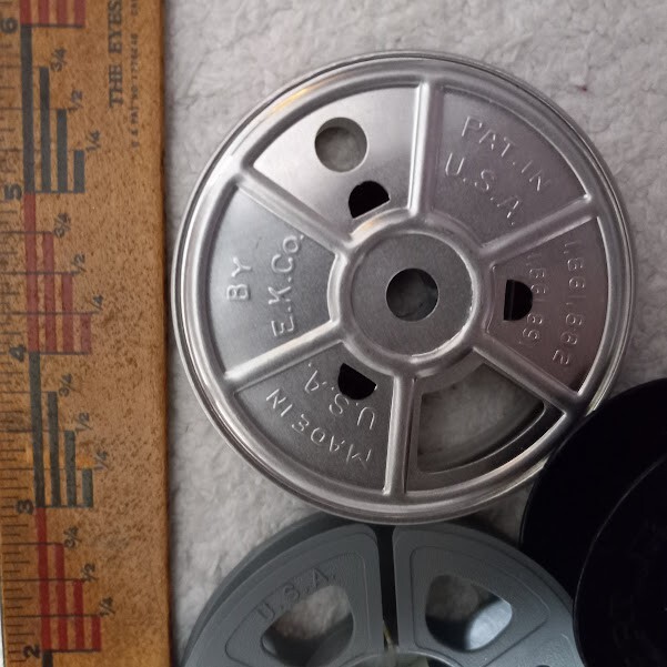 Kodak 1940’s Film Reels Lot of 3: Empty Metal 8mm 2-7/8″ and 2 Plastic (1 small)