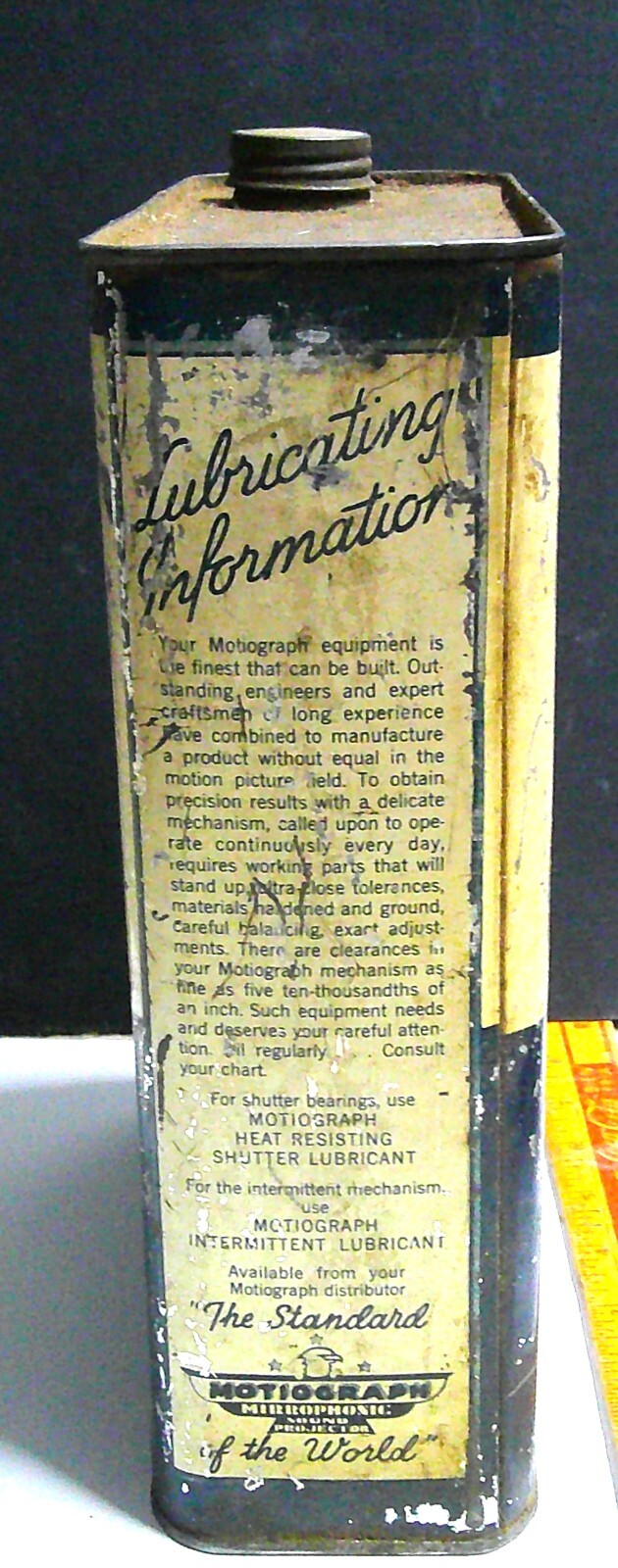 Motiograph oil can vintage 1 gallon old movie projector collectible memorabilia
